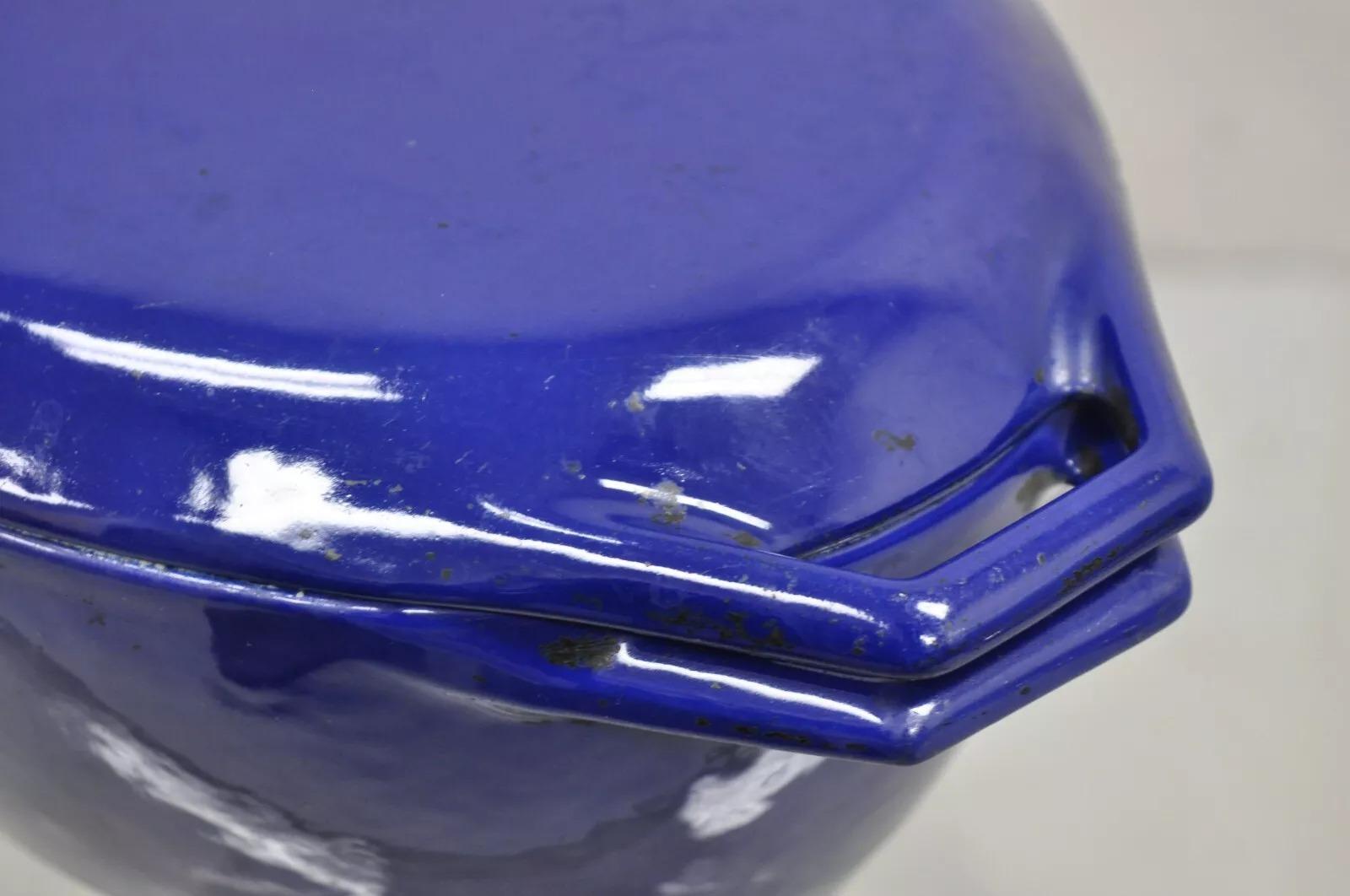 Copco Denmark Dutch Oven Deep Blue Enameled Cast Iron Oval Lidded O2 Model Pot For Sale 1