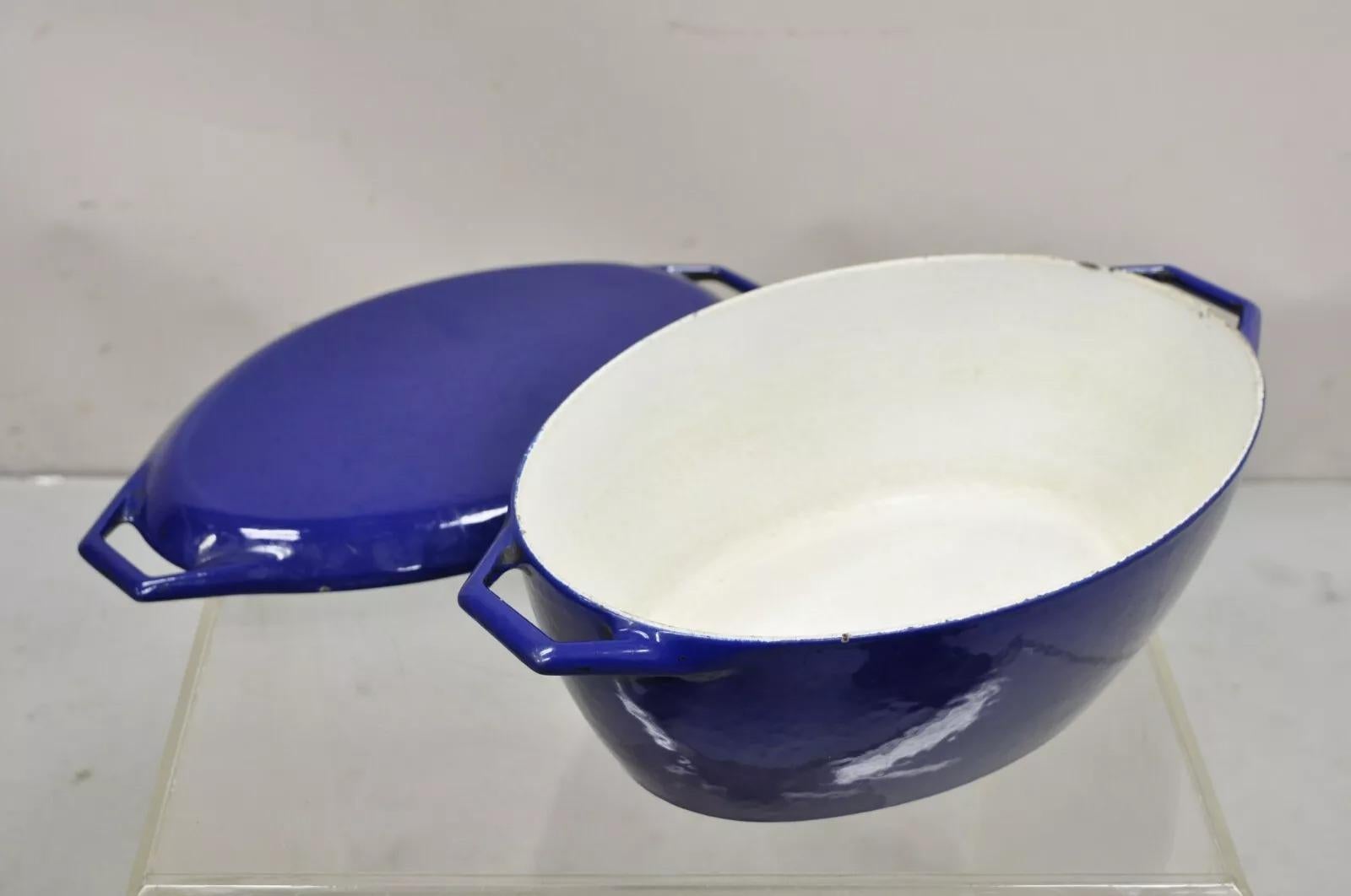 Copco Denmark Dutch Oven Deep Blue Enameled Cast Iron Oval Lidded O2 Model Pot 2