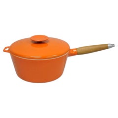 Copco Michael Lax Orange Enameled Cast Iron Saucepan Denmark MCM w / Lid