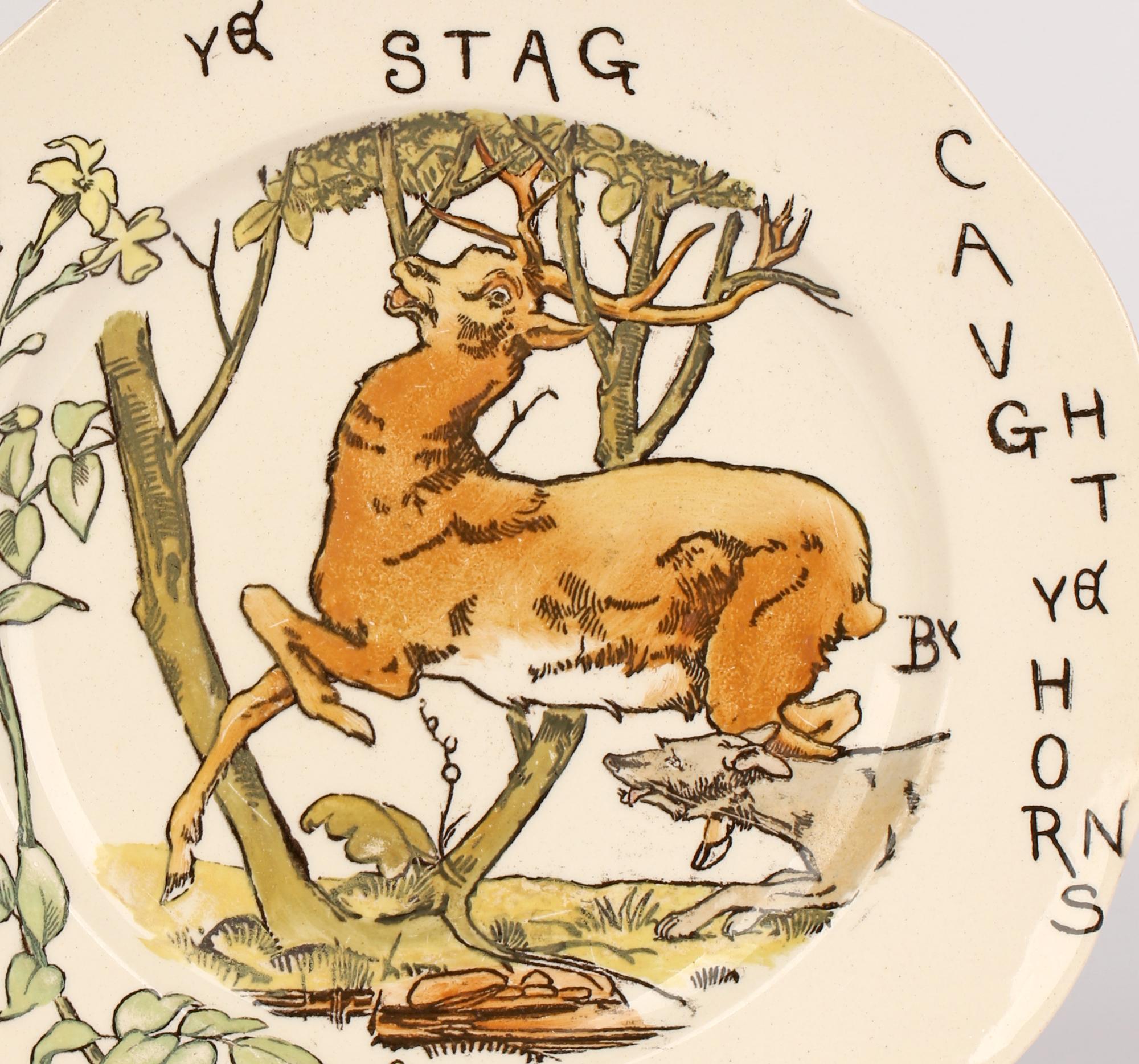 Copeland Aesthetic Movement Stag Hunting Scene Plate, 1879 For Sale 1