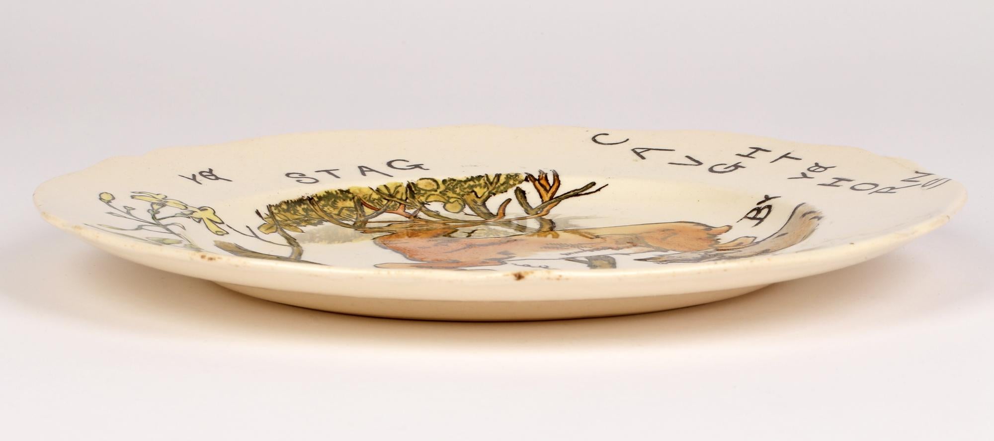 Placa de escena de caza del ciervo Copeland Aesthetic Movement, 1879 en venta 7