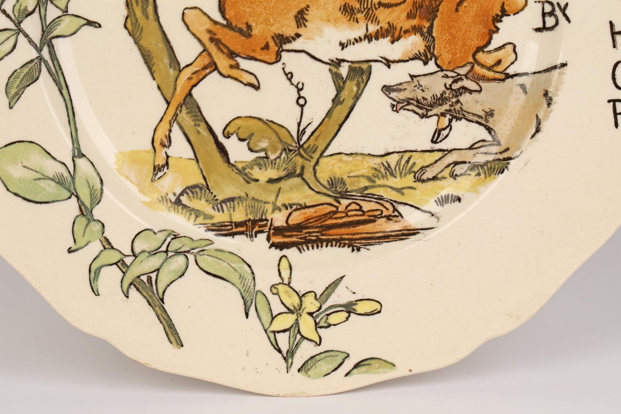 Copeland Aesthetic Movement Stag Hunting Scene Plate, 1879 In Good Condition For Sale In Bishop's Stortford, Hertfordshire