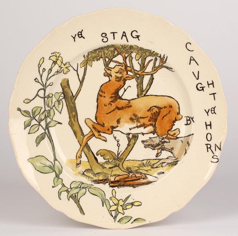 Copeland Aesthetic Movement Stag Hunting Scene Plate, 1879 For Sale 2