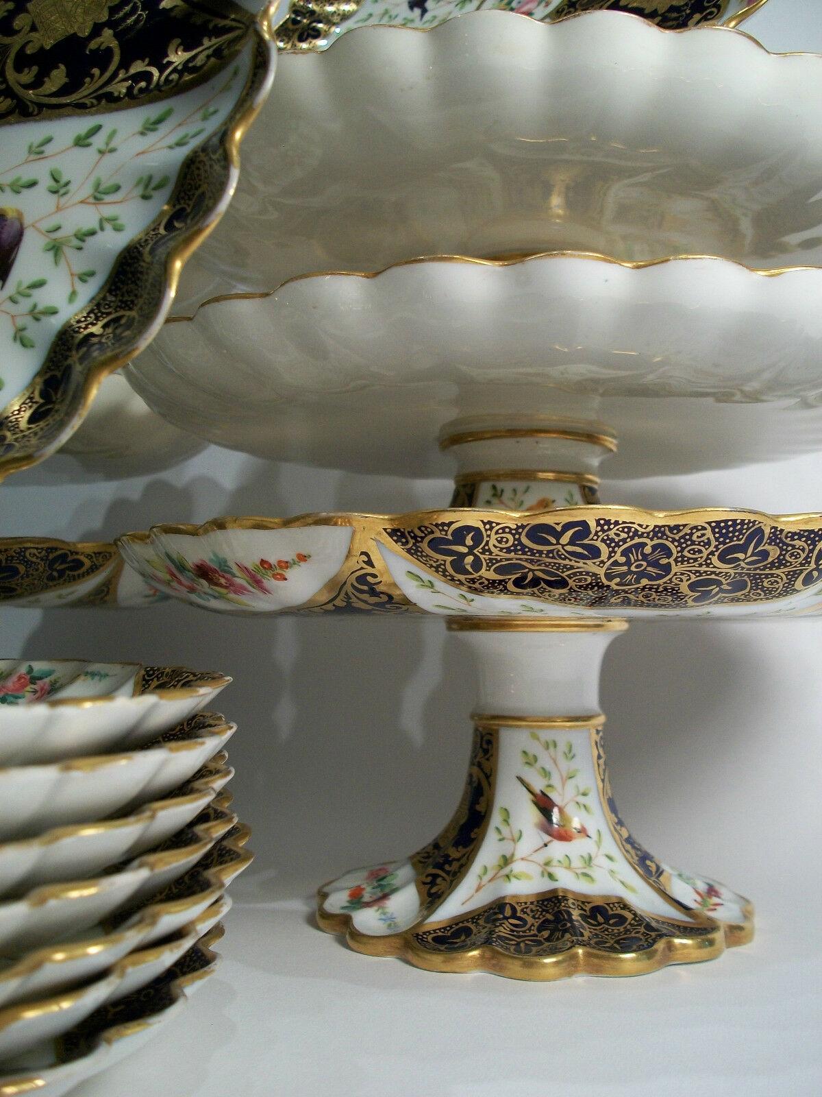 Service à dessert ornithologique en porcelaine dorée antique COPELAND, vers 1851-95 en vente 1