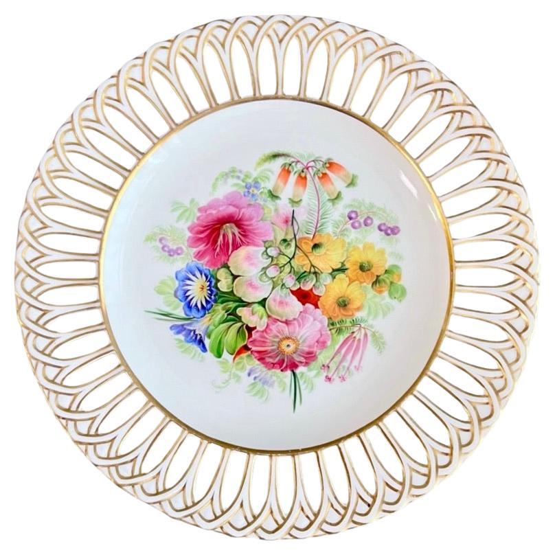 Copeland dessert Plate, Reticulated, Sublime Flowers by Greatbatch, 1848 (1) For Sale