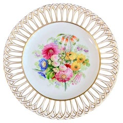 Antique Copeland dessert Plate, Reticulated, Sublime Flowers by Greatbatch, 1848 (1)