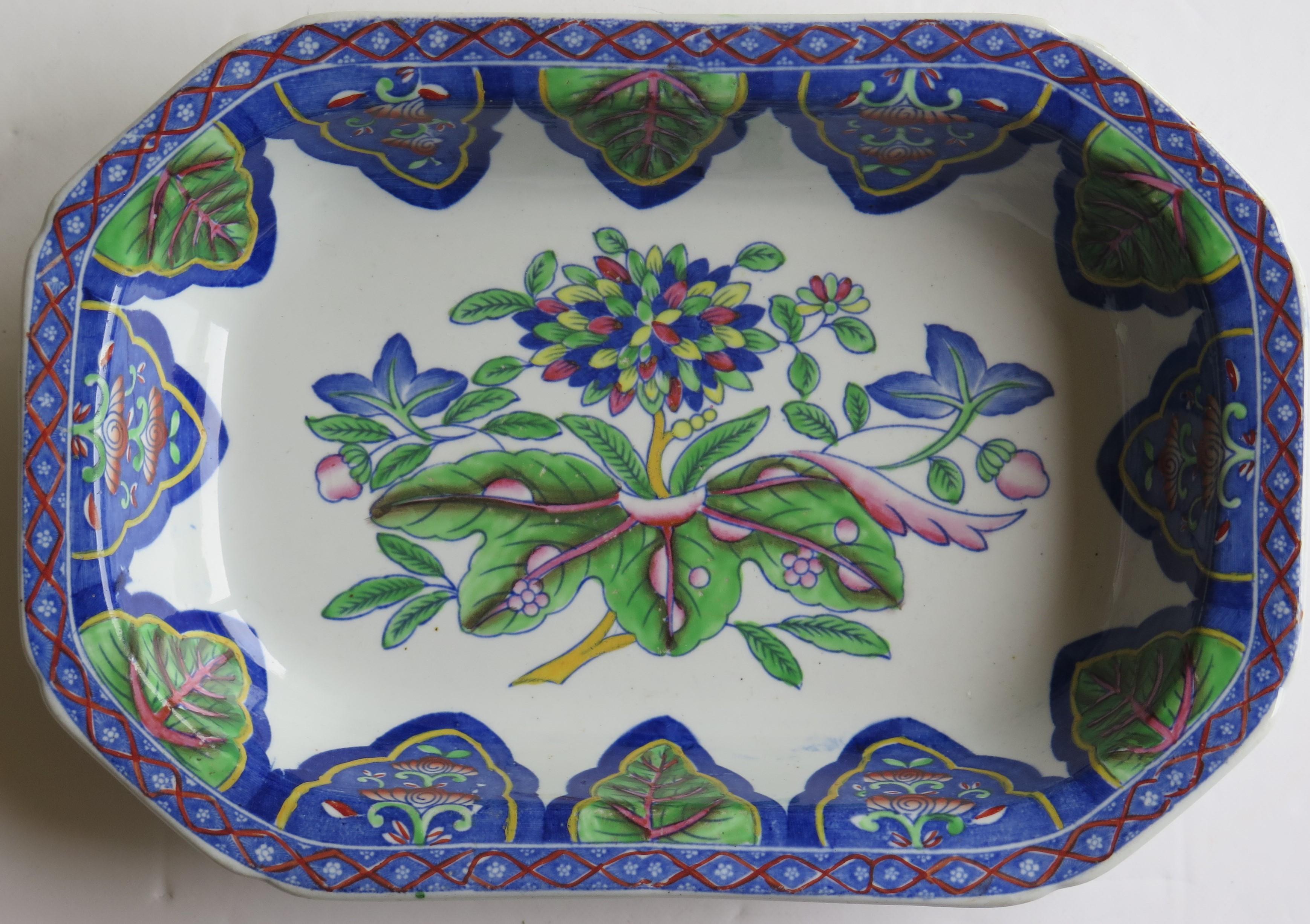 English Copeland & Garret Ironstone Dish #2 Radiating Leaves Ptn No. 3876, circa 1835