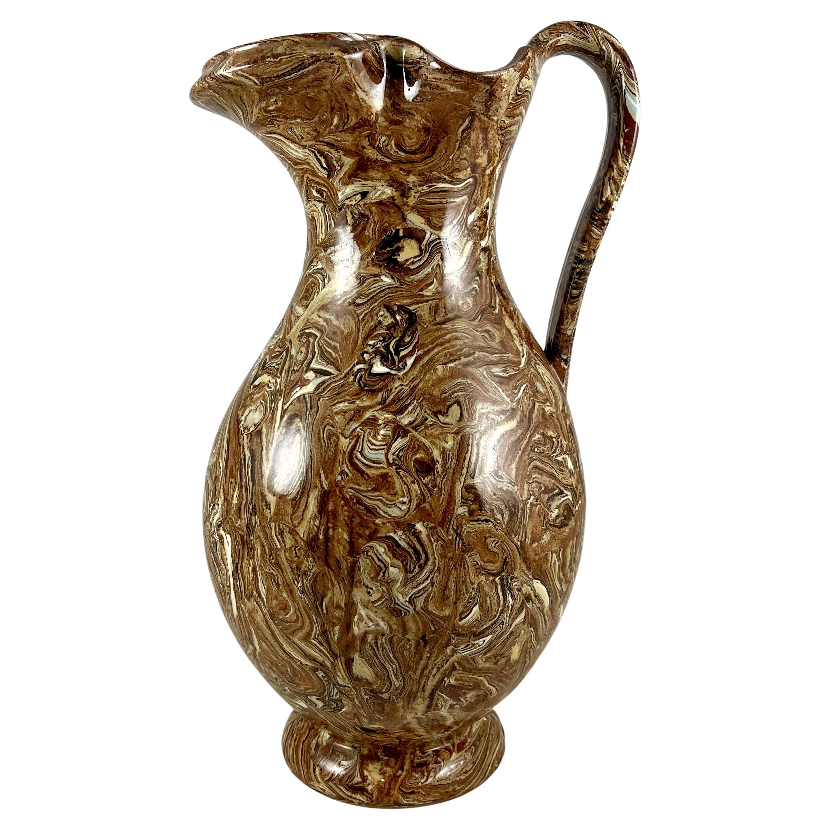 Copeland & Garrett English Agateware Monumental ‘Pompiean’ Ewer, circa 1840