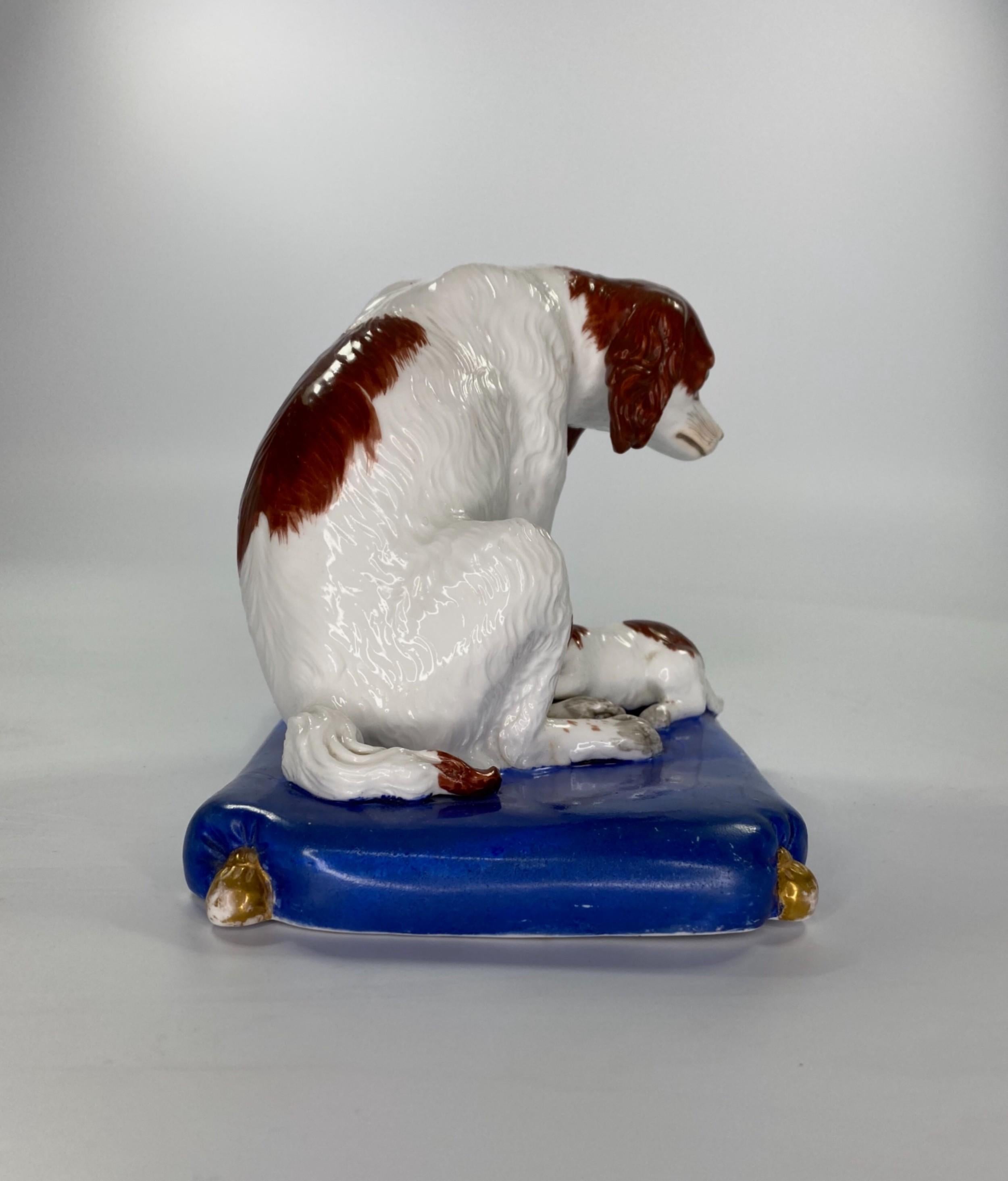 Early Victorian Copeland & Garrett Group of Spaniels, circa 1840 For Sale