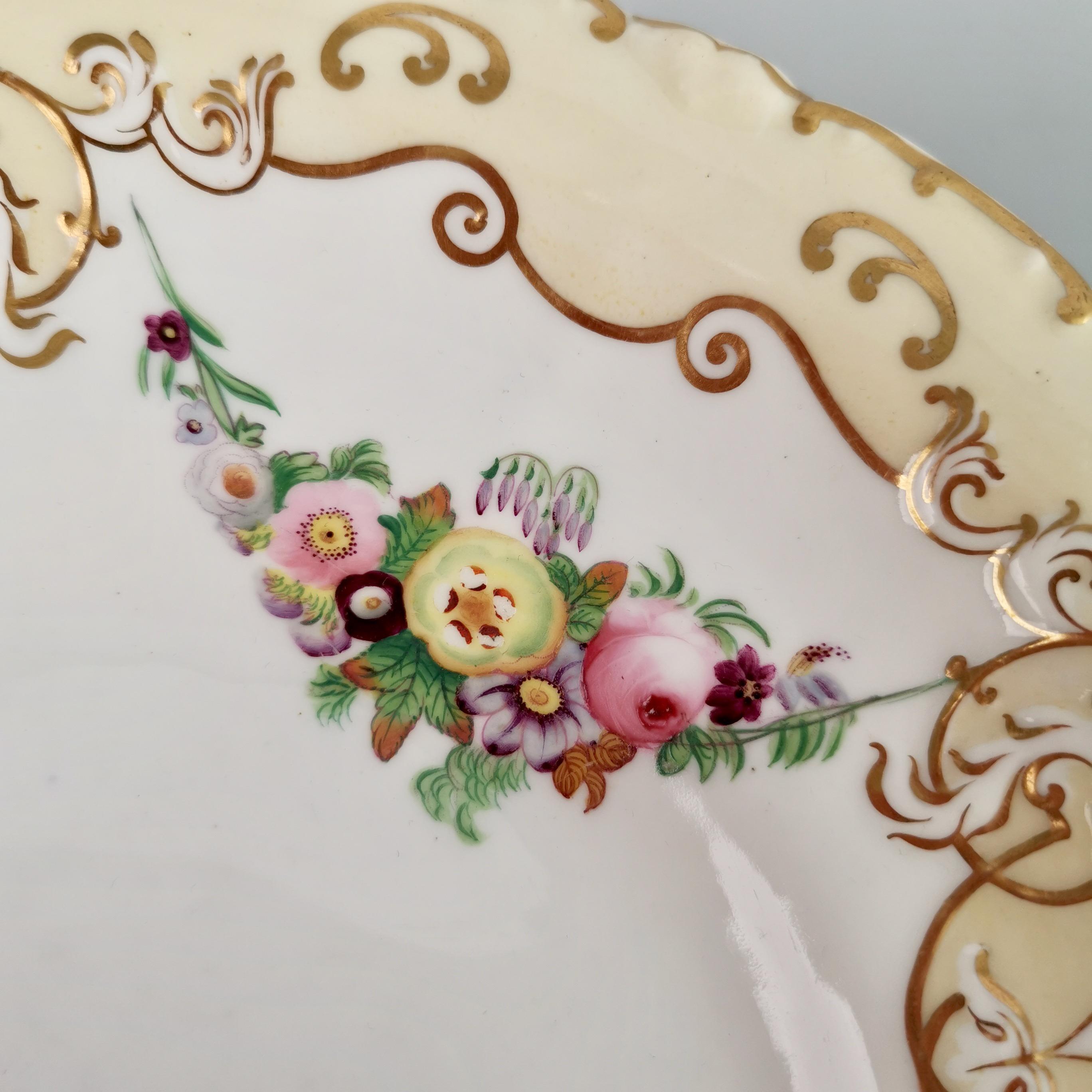 Copeland & Garrett Porcelain Dessert Serving Set, Yellow with Flowers, 1833-1847 3