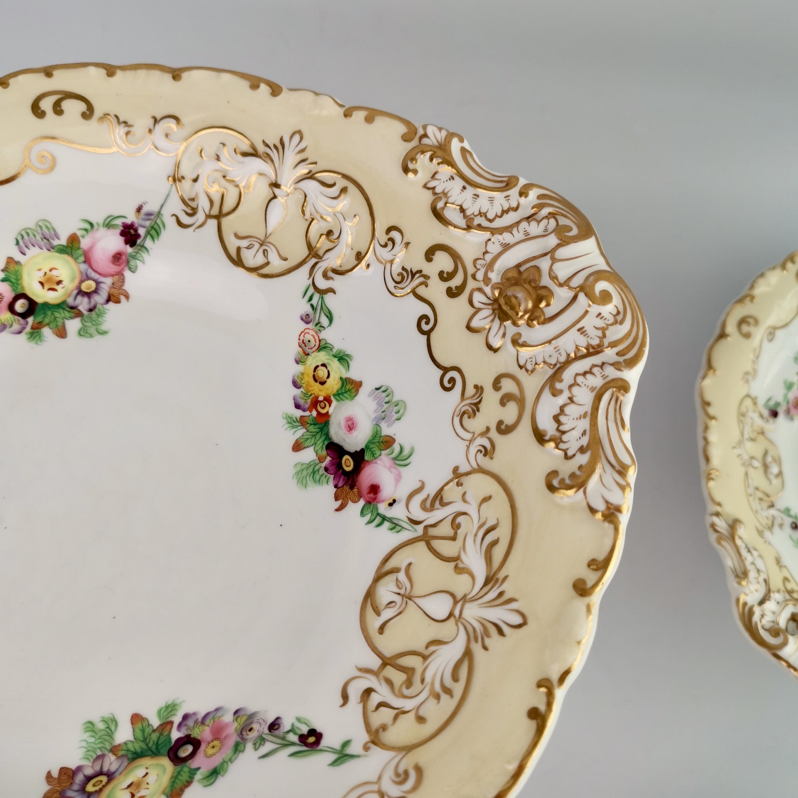Copeland & Garrett Porcelain Dessert Serving Set, Yellow with Flowers, 1833-1847 4