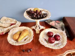 Dessertservice-Set aus Porzellan von Copeland & Garrett, gelb mit Blumen, 1833-1847