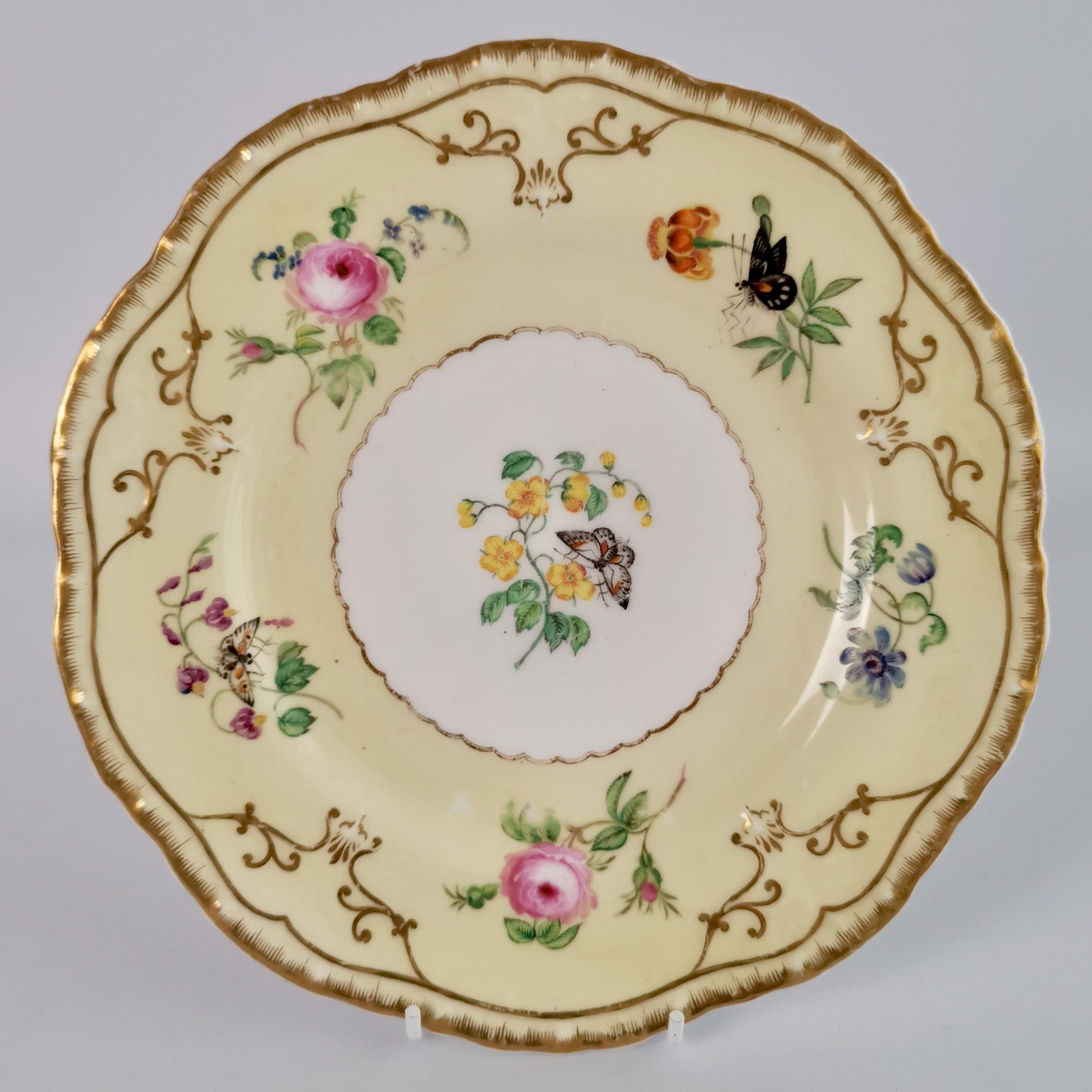 Copeland & Garrett Porcelain Dessert Set, Yellow with Butterflies, 1833-1847 In Good Condition In London, GB