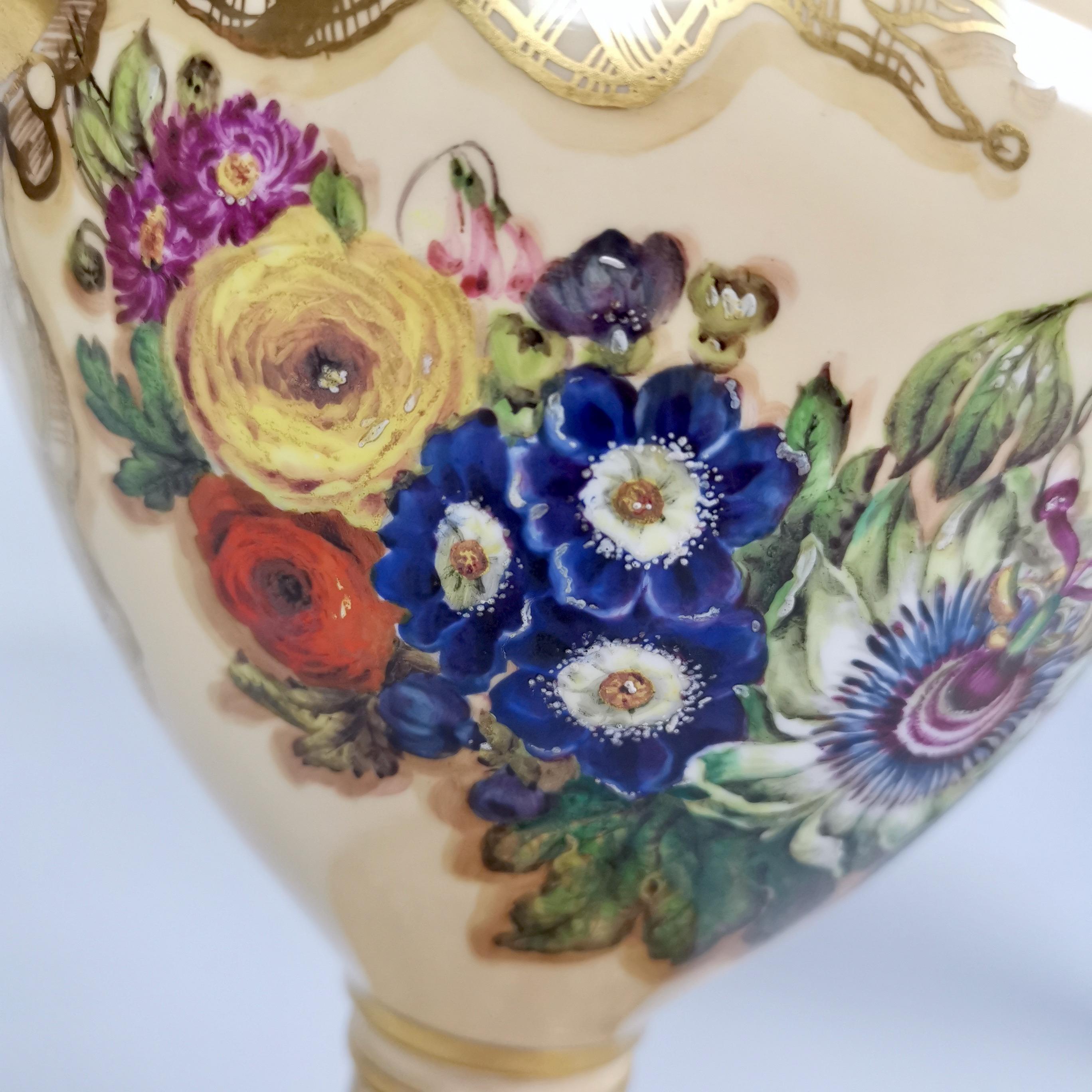 Copeland & Garrett Porcelain Vases, Flowers and Fruits, Rococo Revival 1833-1847 3