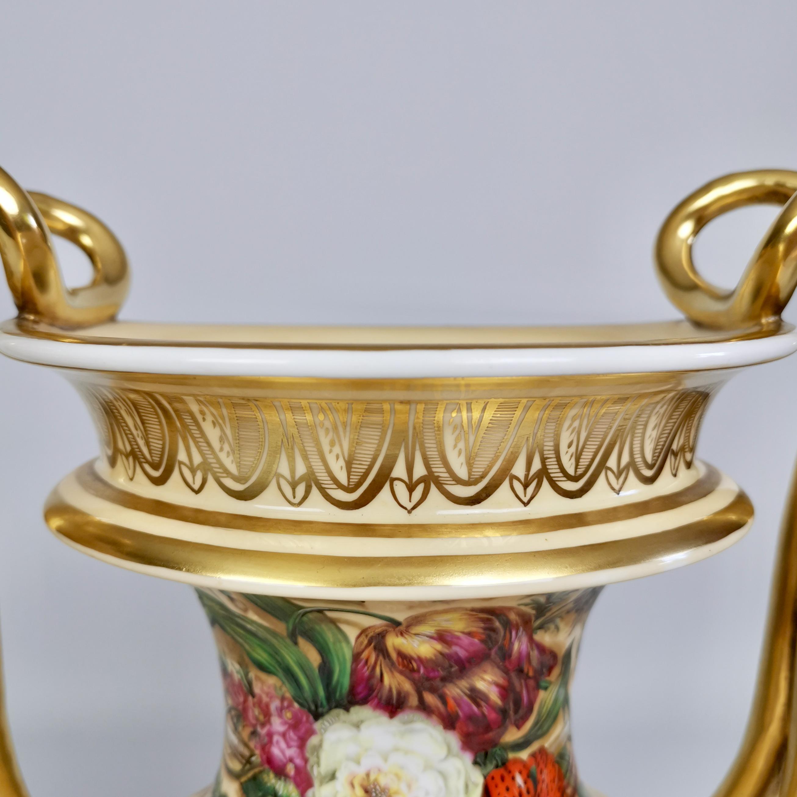 Copeland & Garrett Porcelain Vases, Flowers and Fruits, Rococo Revival 1833-1847 6