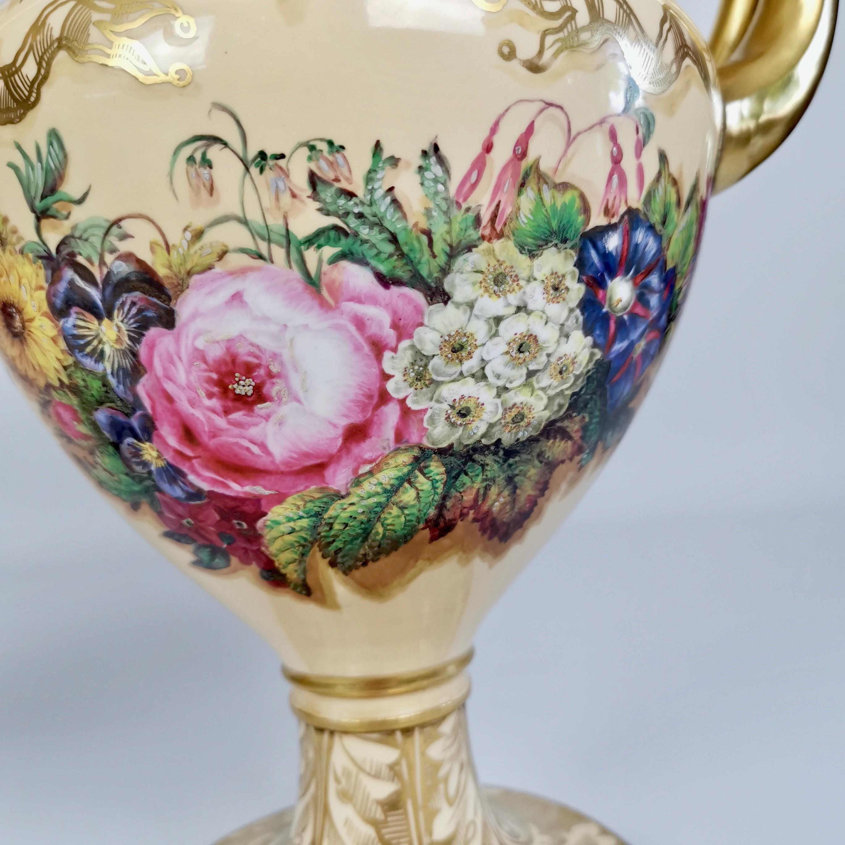 Copeland & Garrett Porcelain Vases, Flowers and Fruits, Rococo Revival 1833-1847 5