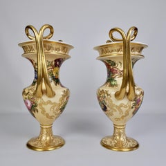 Copeland & Garrett Porcelain Vases, Flowers and Fruits, Rococo Revival 1833-1847