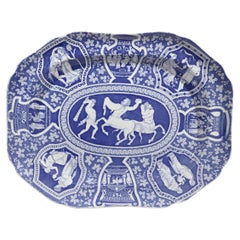 Copeland & Garrett Pottery Neo-Classical Greek Pattern Large Blue Dish