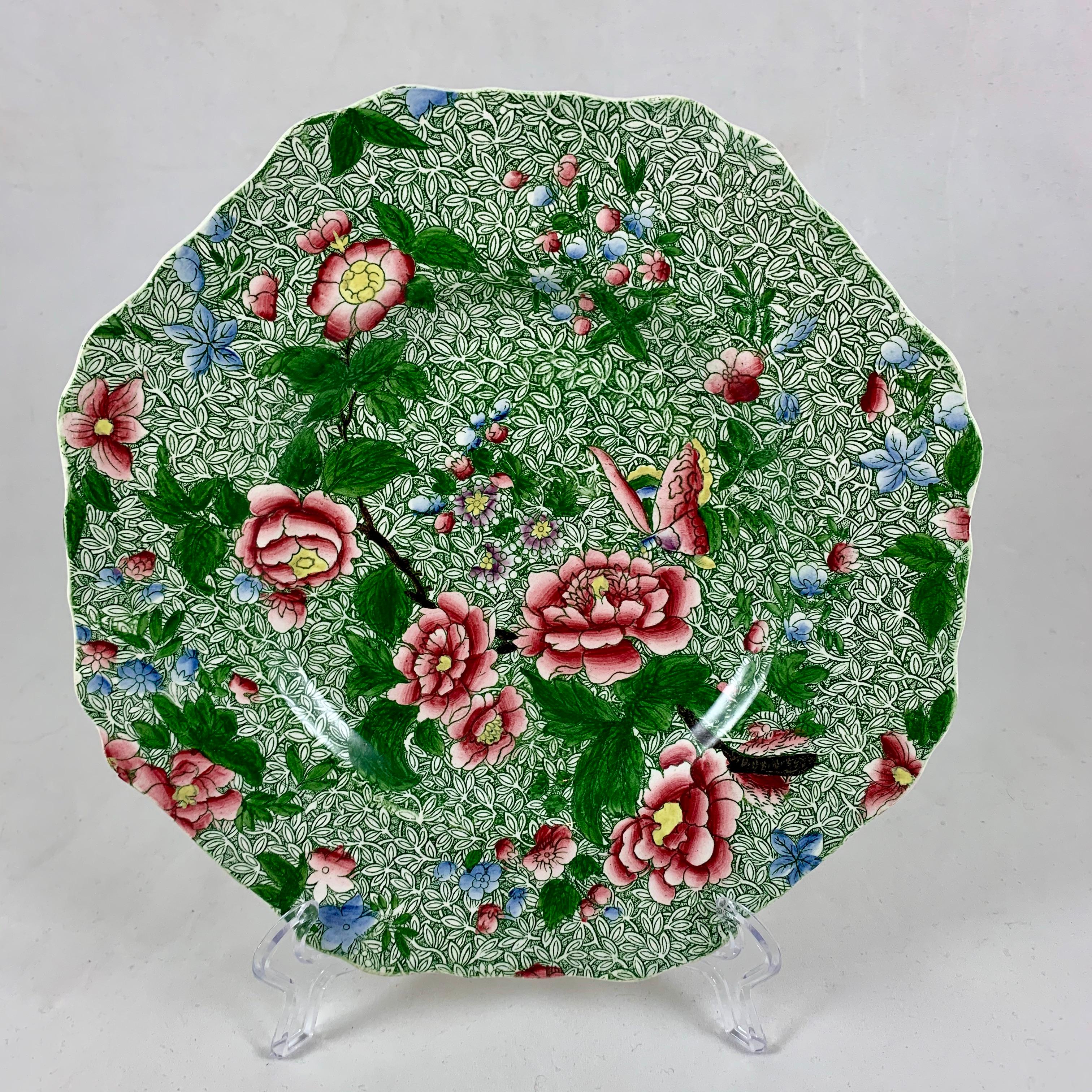 From Copeland Garrett – Late Spode, a ‘New Fayence’ plate in the ‘King’ sheet pattern. Spode operated in Stoke-on-Trent, Staffordshire, England from 1770–1833. This is Floral Sheet pattern B173 from the Spode B Pattern Book. The maker is W.T.