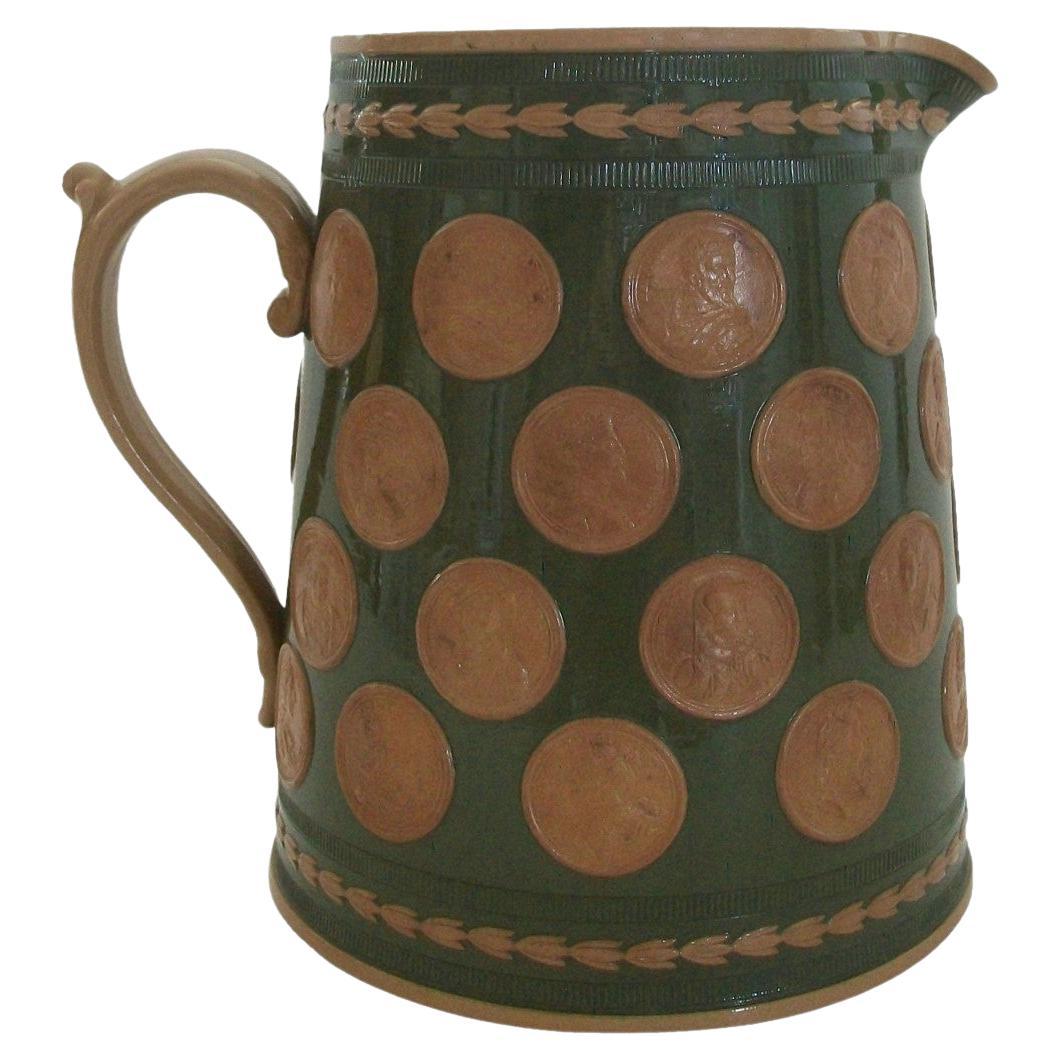 COPELAND - Jasperware Pitcher with Royal Portrait Medallions - U.K. - Circa 1850