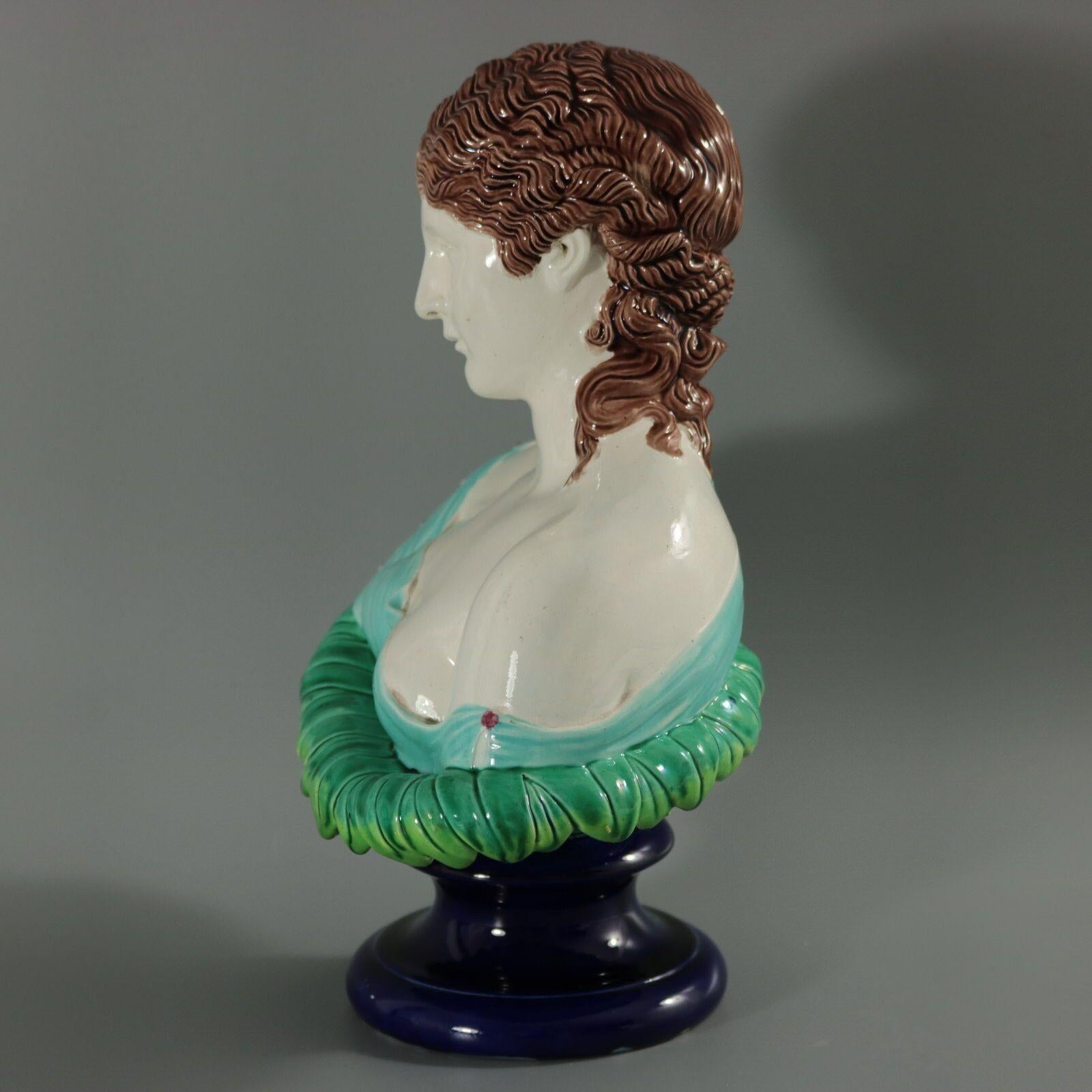 English Copeland Majolica Bust of Clytie The Water Nymph