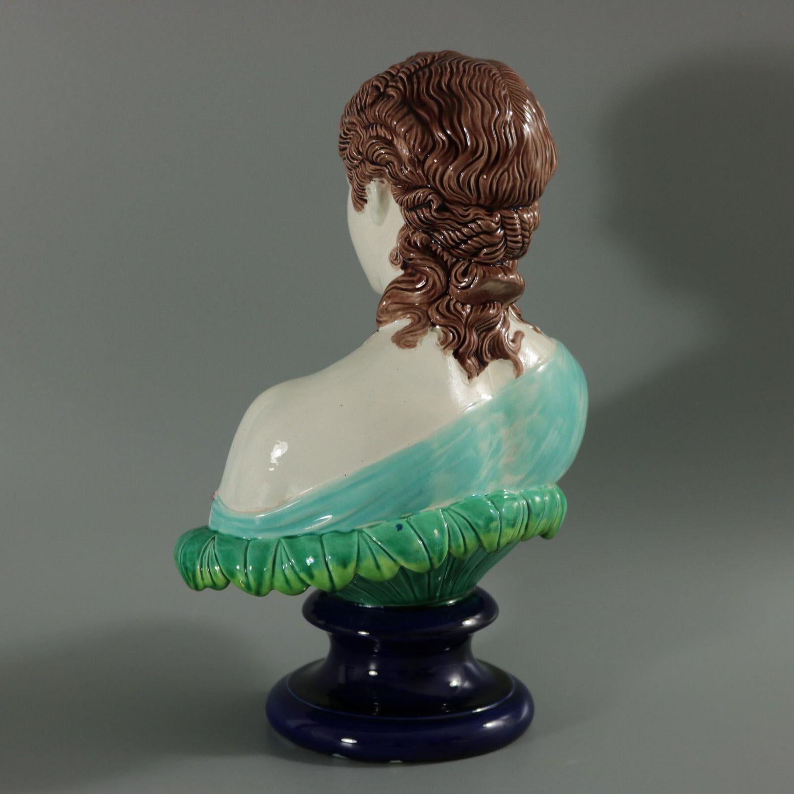 Copeland Majolica Bust of Clytie The Water Nymph In Good Condition In Chelmsford, Essex
