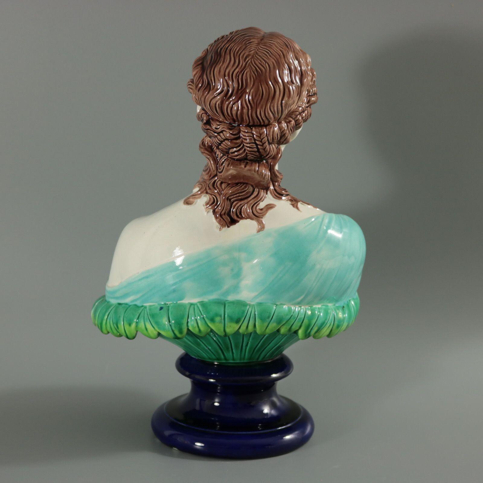 Late 19th Century Copeland Majolica Bust of Clytie The Water Nymph