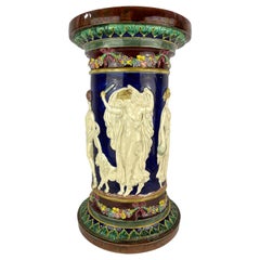 Used Copeland Majolica Classical Elgin Pedestal on Cobalt Ground, English, ca. 1875