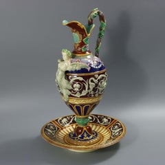 Copeland Majolica Estilo Renacimiento Aguamanil Y Soporte