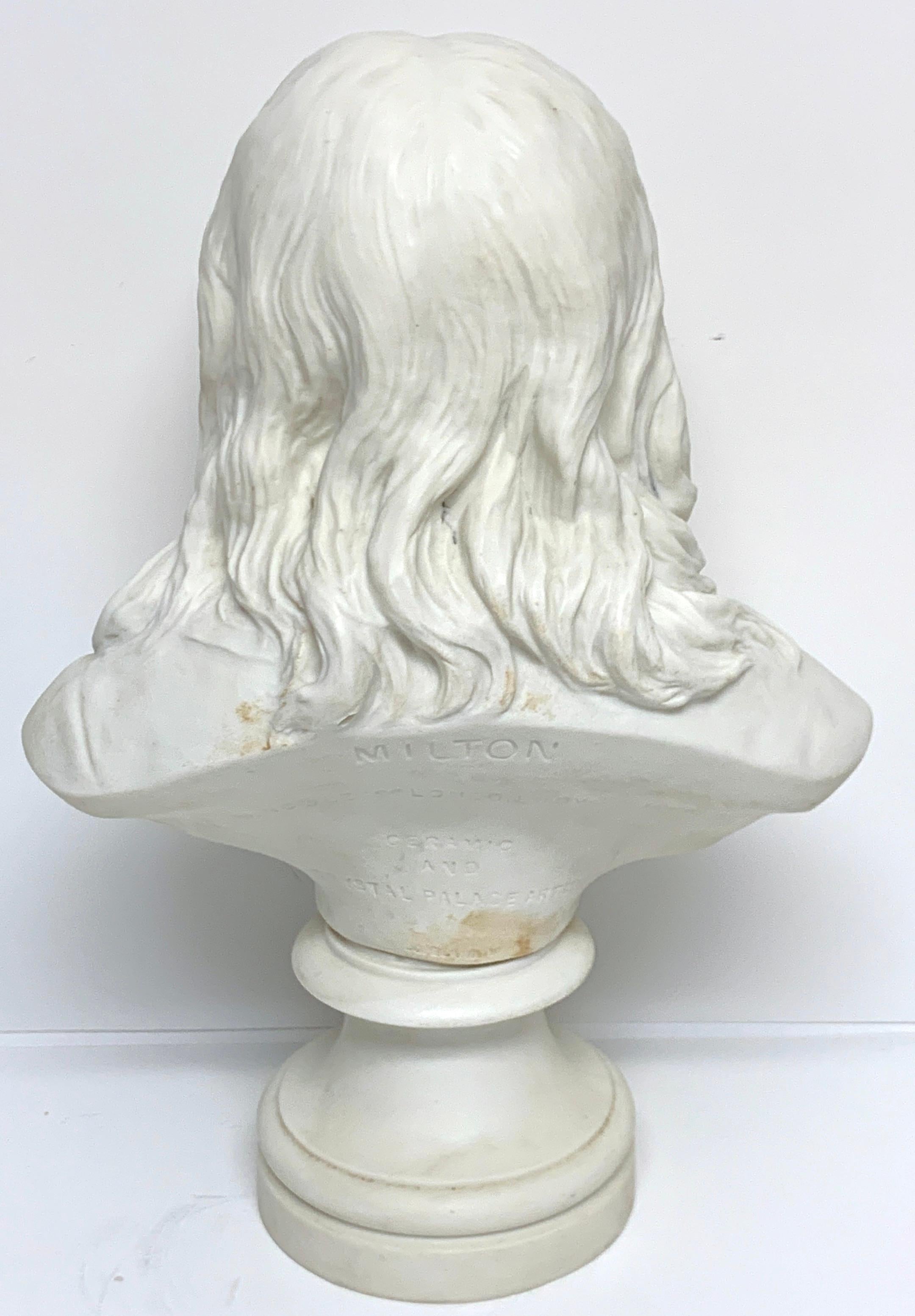 English Copeland Parian Bust of John Milton, Made for the 1861 Crystal Palace Exhibition