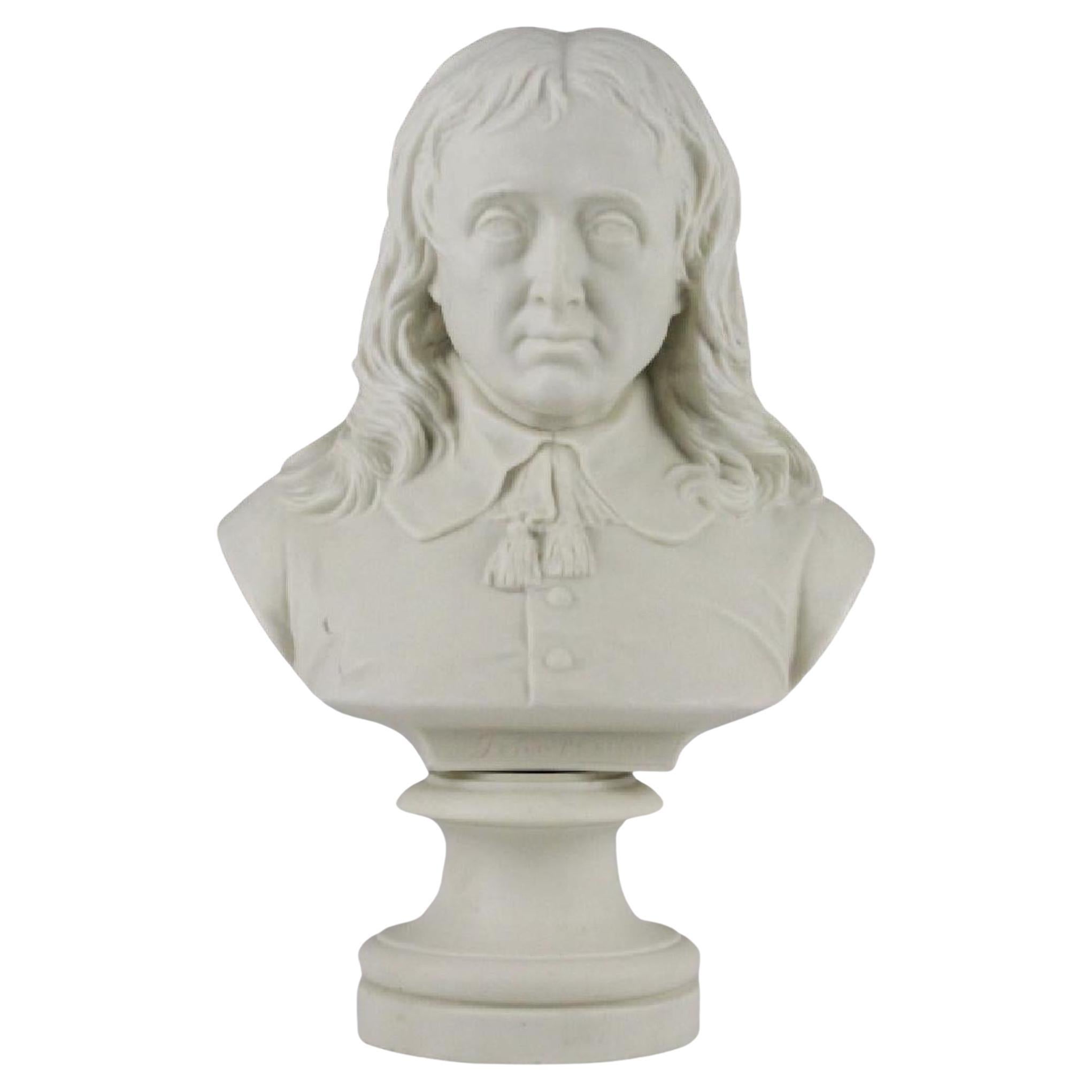 Copeland Parian Bust of John Milton, Made for the 1861 Crystal Palace Exhibition