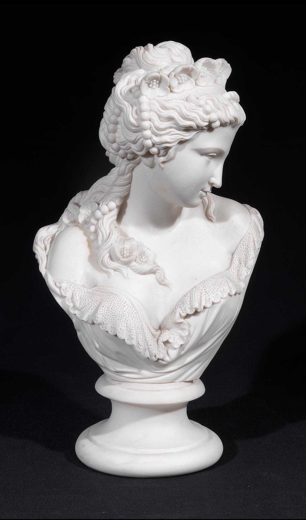 Victorien Buste de fleurs en faïence de Copeland Parian, vers 1870 en vente