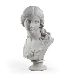 Copeland Parian Ware Bust of “Love” by Raffaelle Monti, Dated 1871