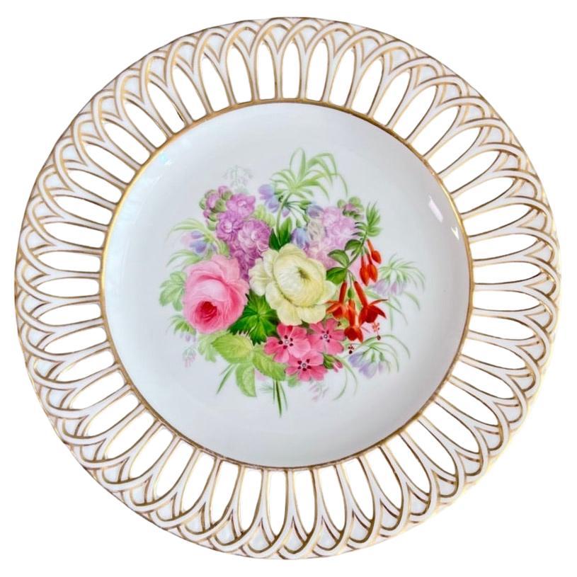 Copeland Plate, Reticulated with Sublime Flowers by Greatbatch, 1848 (2) For Sale