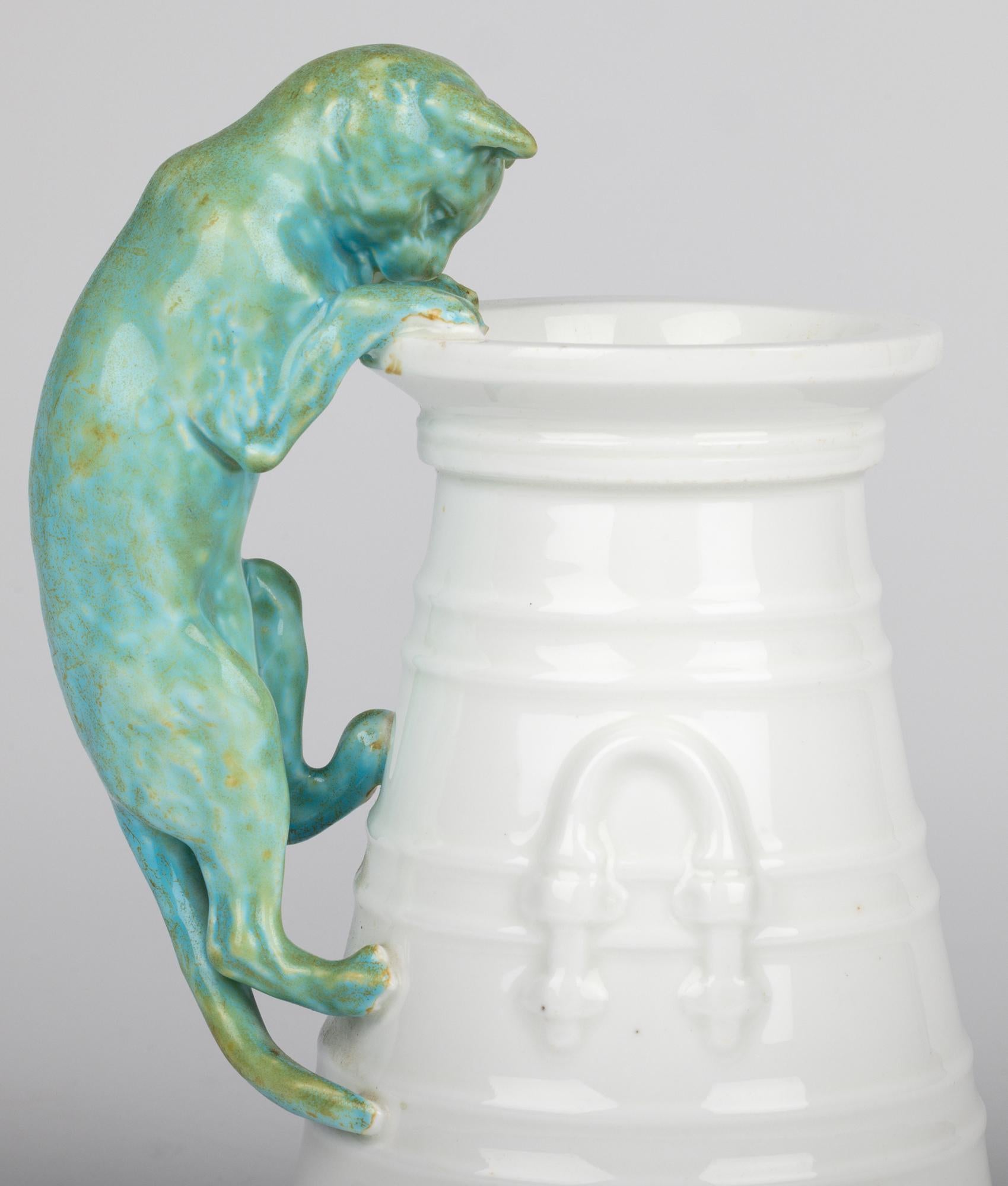 Copeland Porcelain Cat and Cream Churn Vase For Sale 6