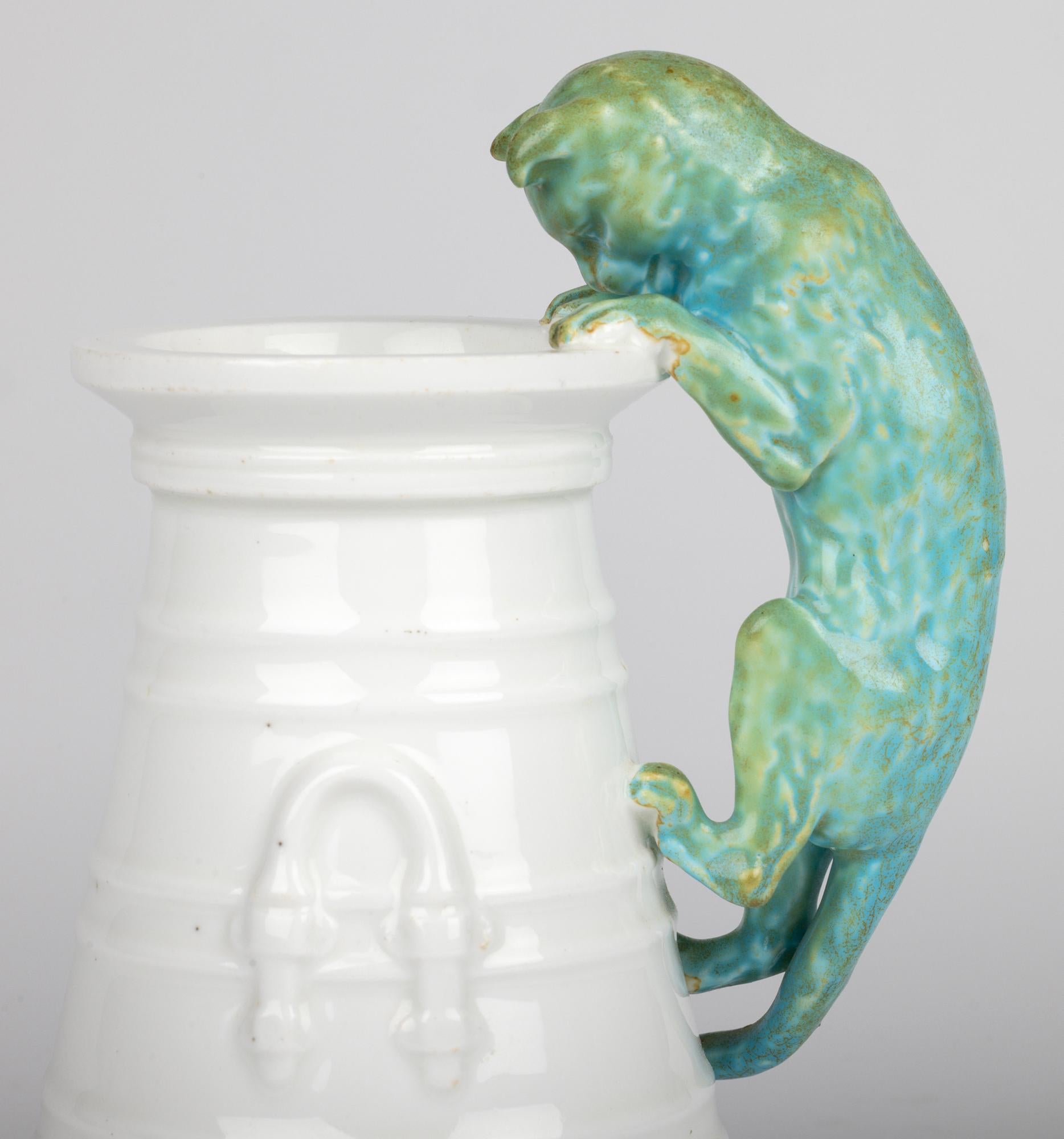 Copeland Porcelain Cat and Cream Churn Vase For Sale 12