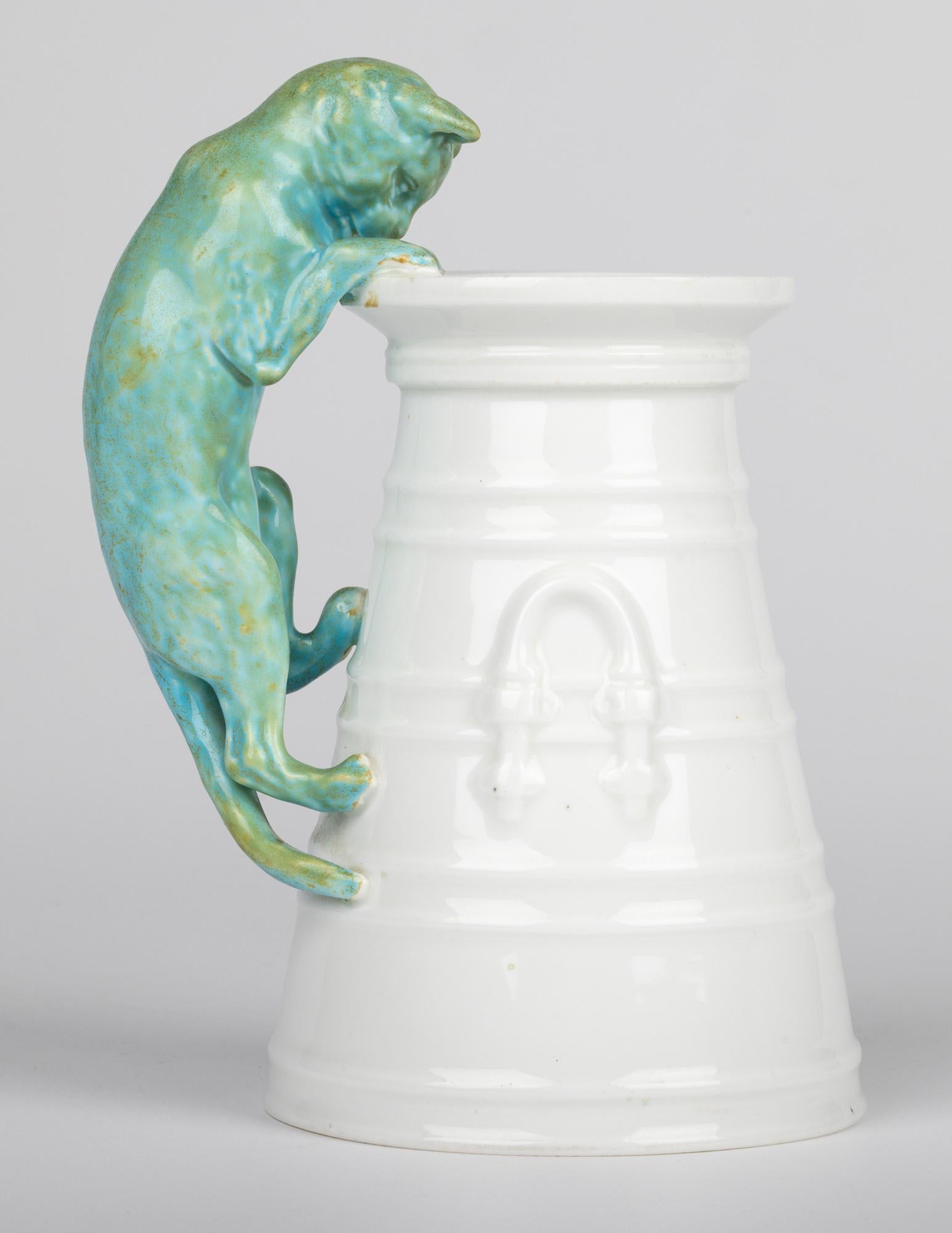 Copeland Porcelain Cat and Cream Churn Vase For Sale 2