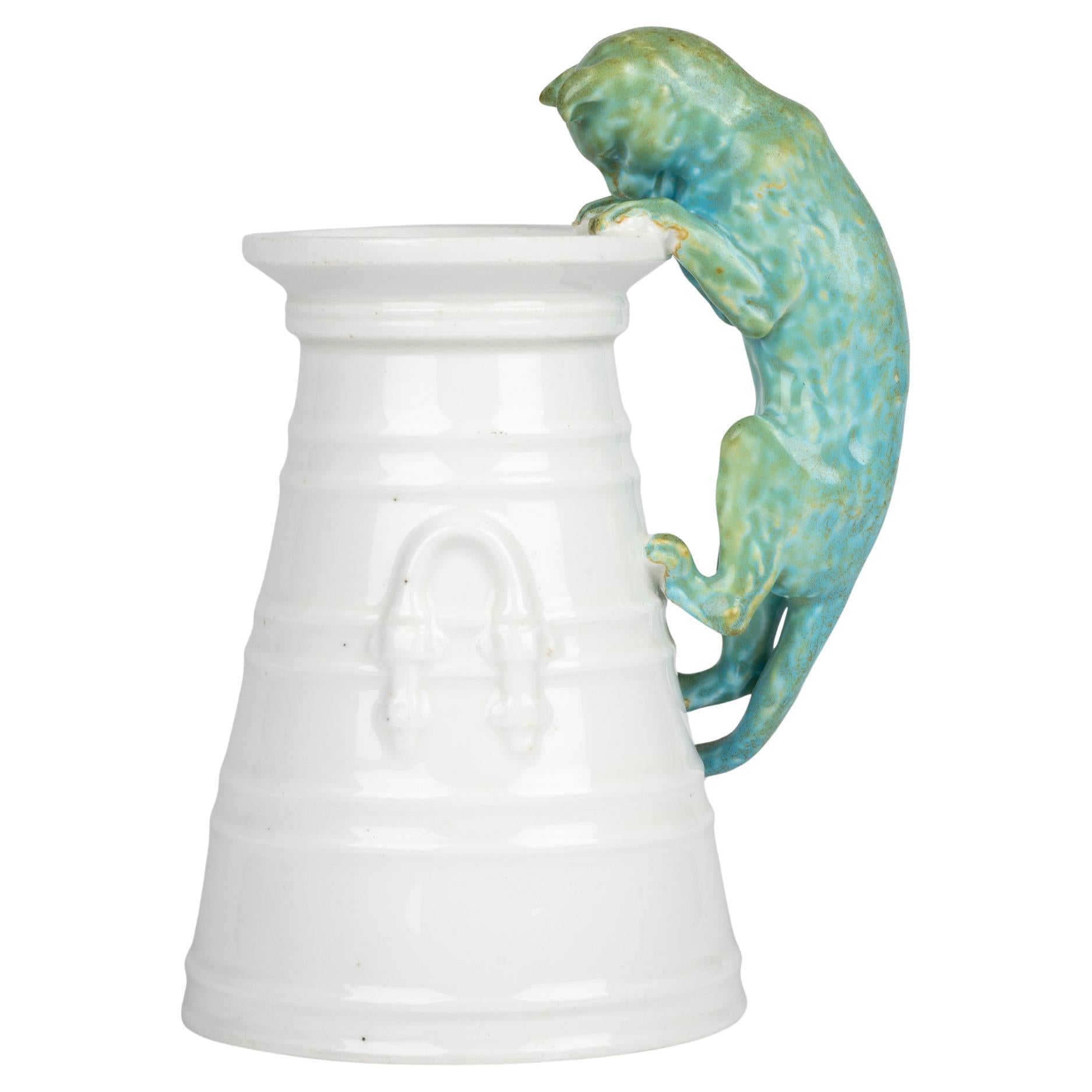 Copeland Porcelain Cat and Cream Churn Vase