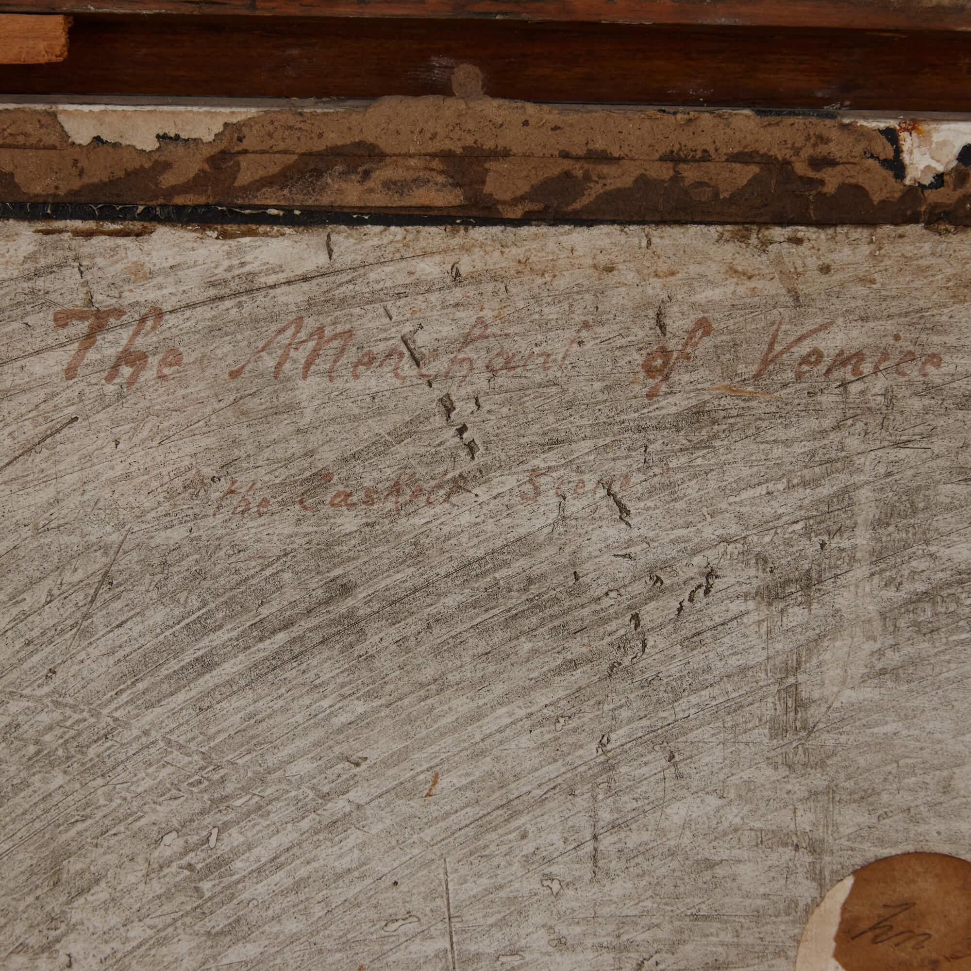 XIX secolo Targhetta in porcellana Copeland raffigurante la scena dello scrigno dal Mercante di Venezia in vendita