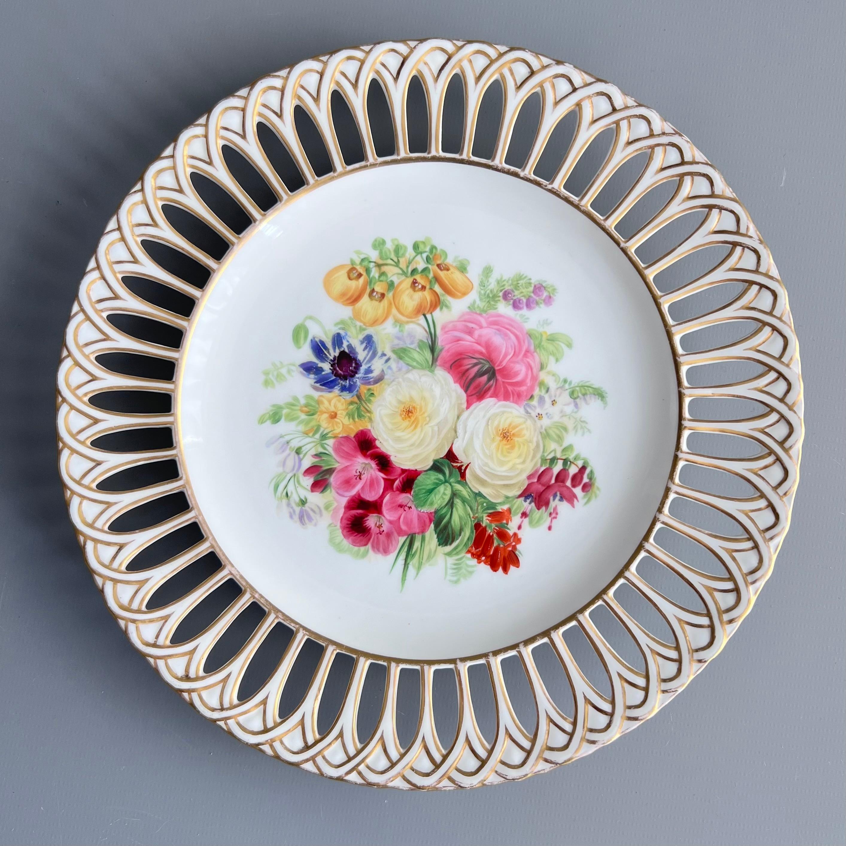 Copeland Set of 8 plates, Reticulated, Sublime Flowers by Greatbatch, 1848 For Sale 7
