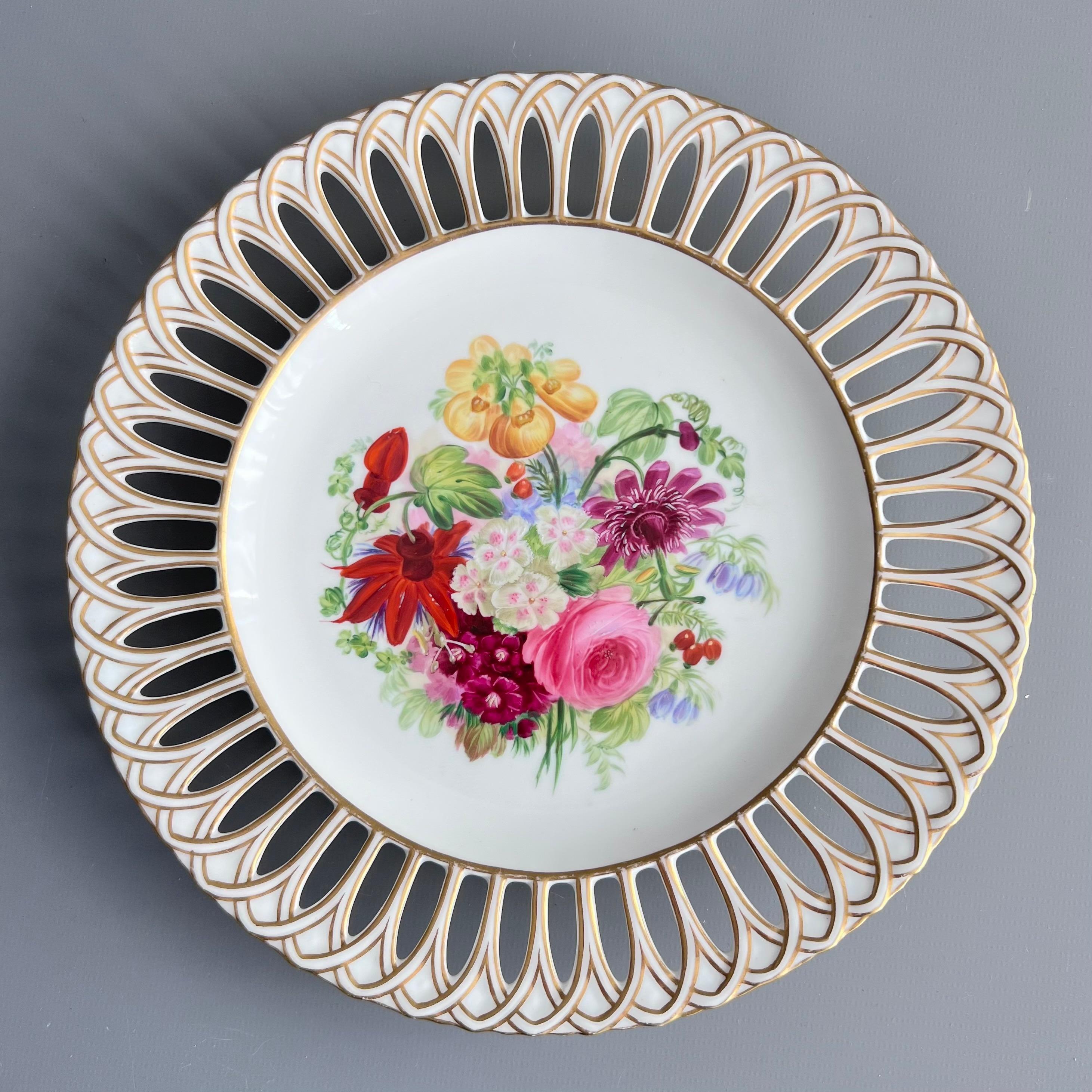 Copeland Set of 8 plates, Reticulated, Sublime Flowers by Greatbatch, 1848 For Sale 9