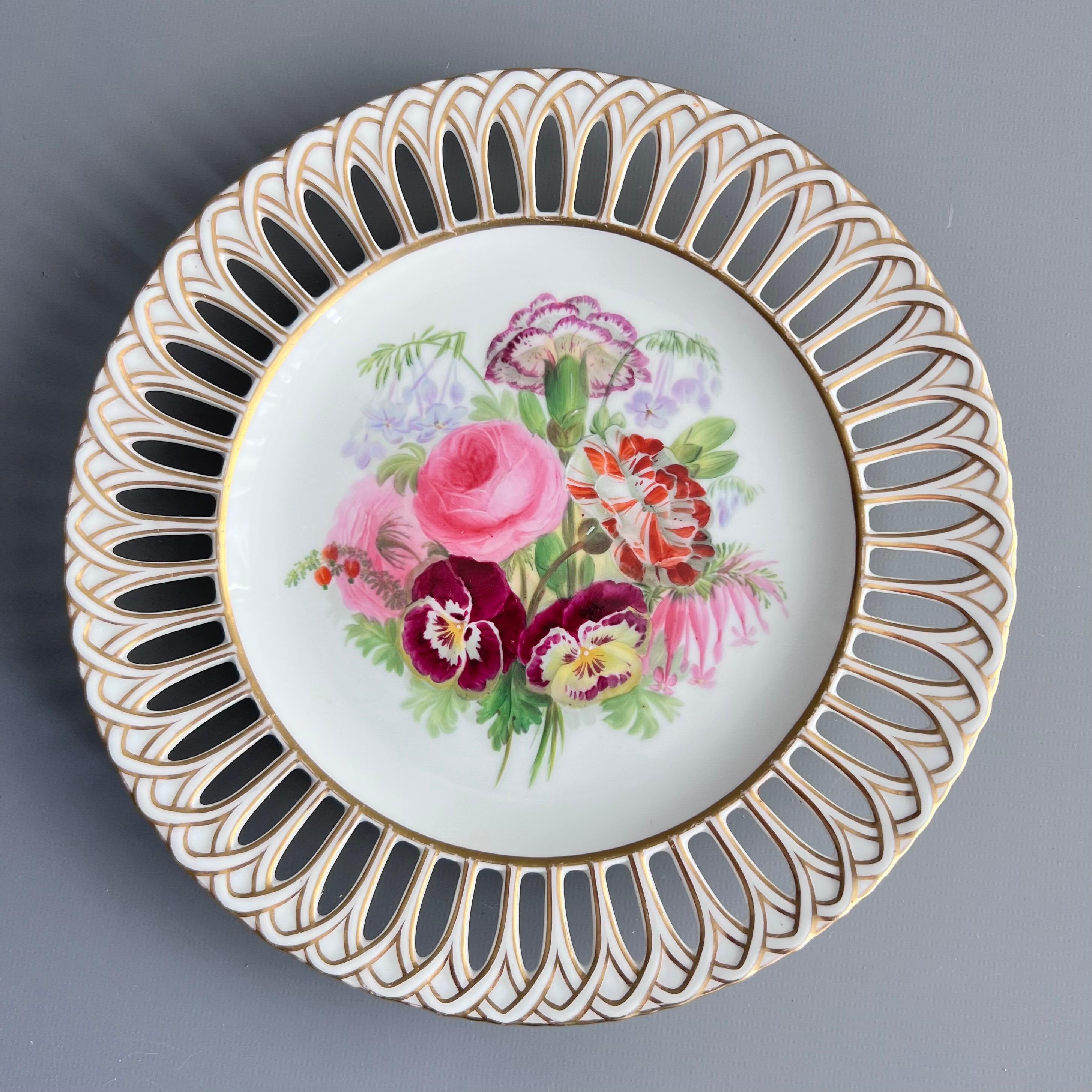 Copeland Set of 8 plates, Reticulated, Sublime Flowers by Greatbatch, 1848 For Sale 10
