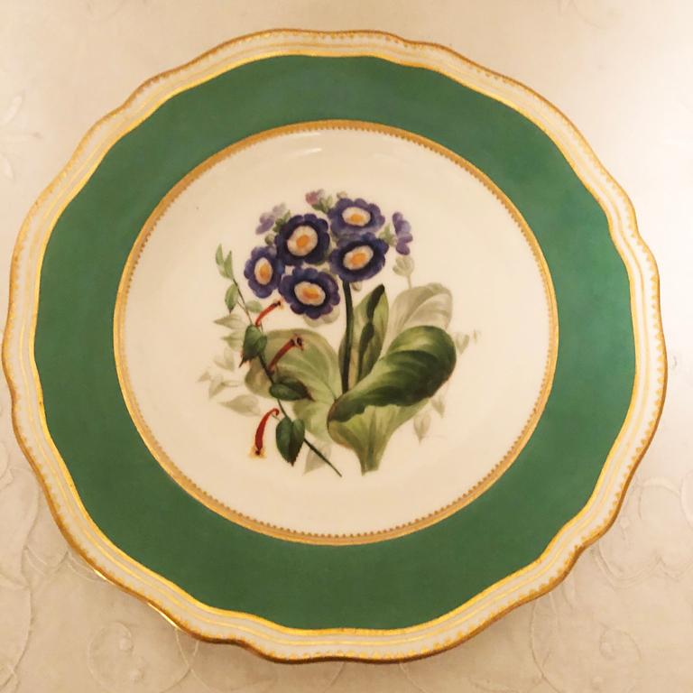 Fin du XIXe siècle Copeland - Ensemble de seize pièces à dessert peint de fleurs différentes en vente