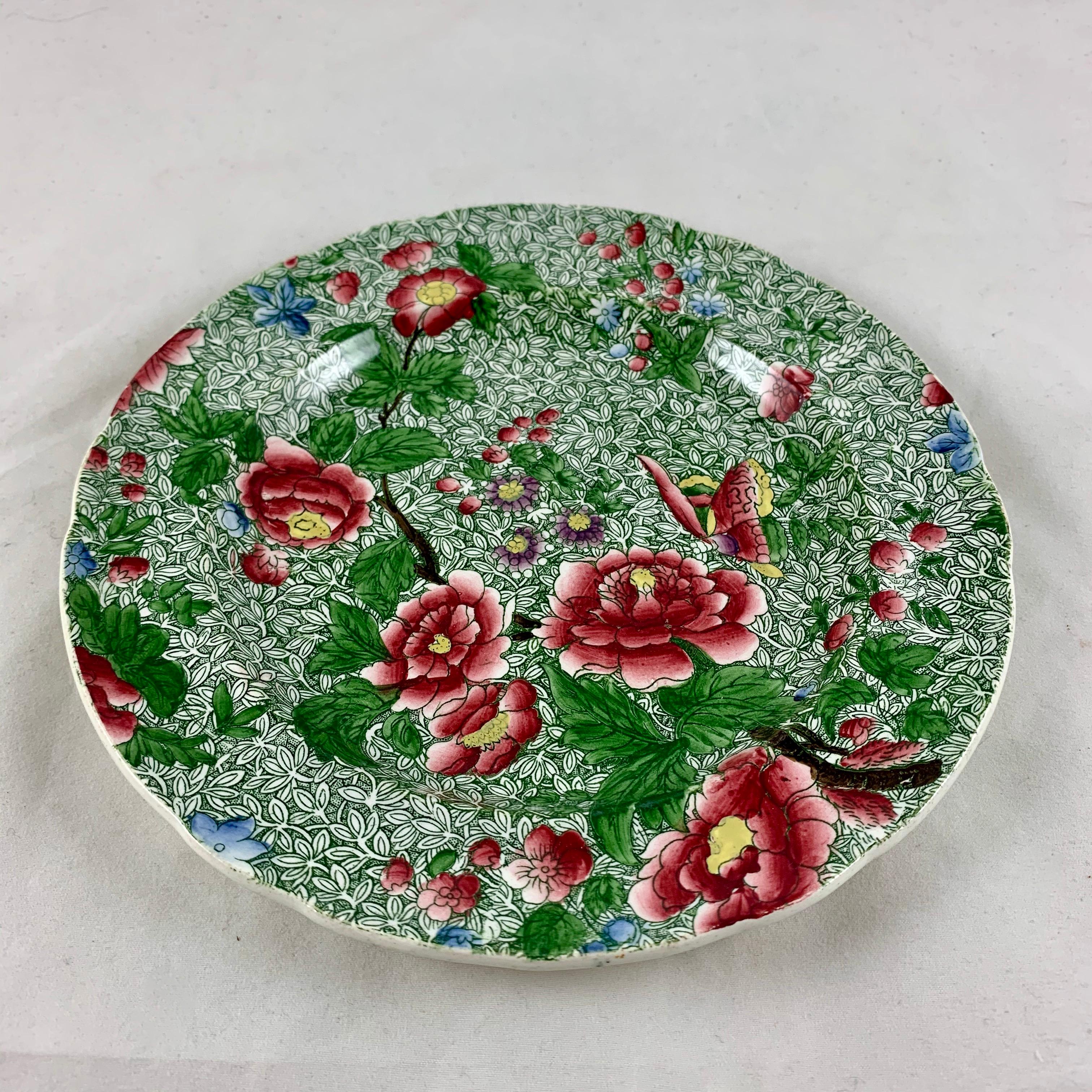 Georgian Copeland Spode 1800s New Fayence King Chintz Pattern Transferware Floral Plate