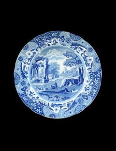 COPELAND SPODE - Blue Italian Pattern Transfer Decorated Plate - UK - Circa 1954