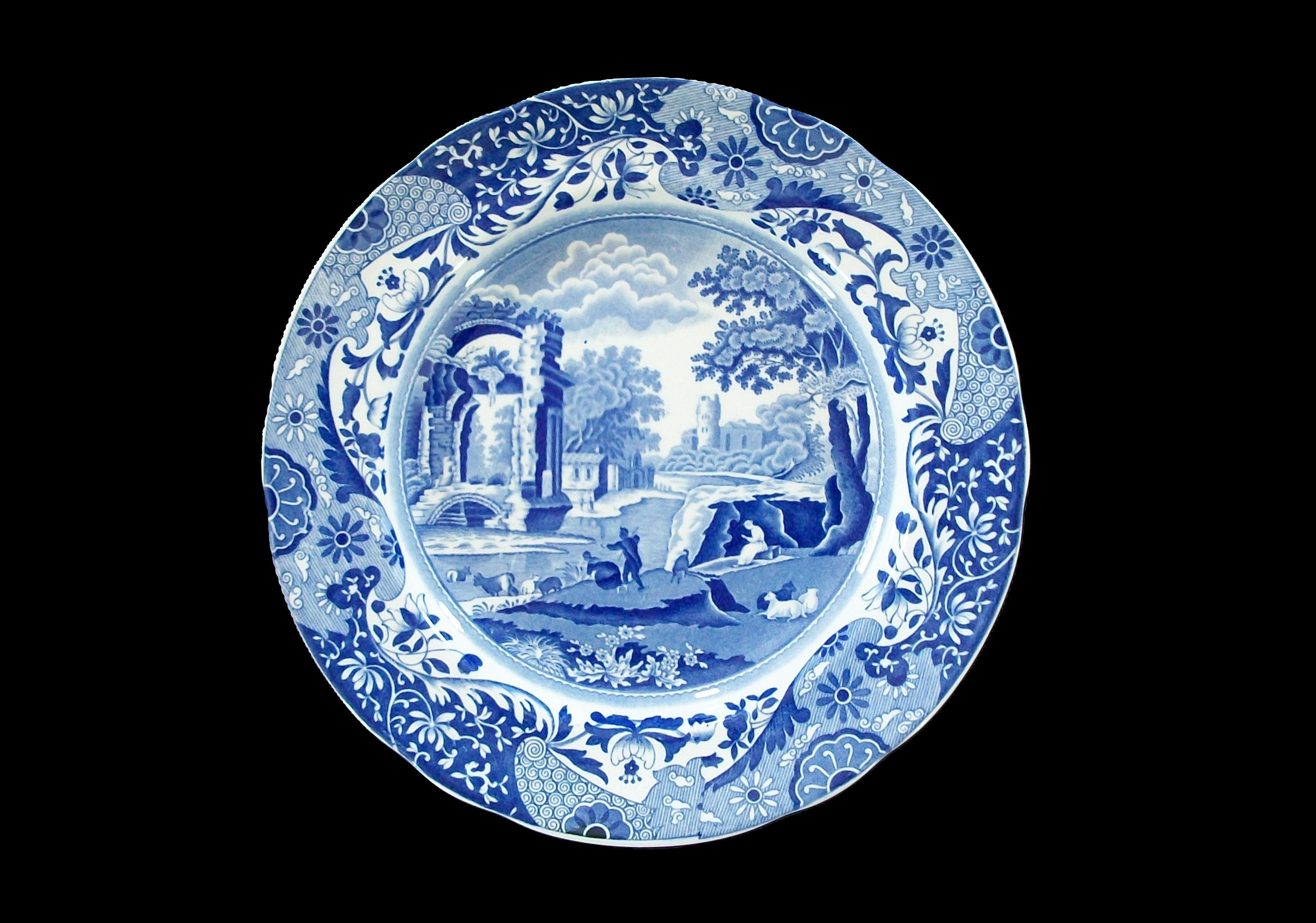 COPELAND SPODE - Plato azul decorado por transferencia con motivo italiano - Reino Unido - Circa 1954 Victoriano en venta