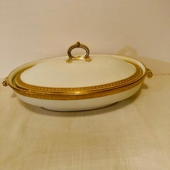 Copeland Spode Covered Vegetable with Gold Border and Jeweling Made for T. Goode