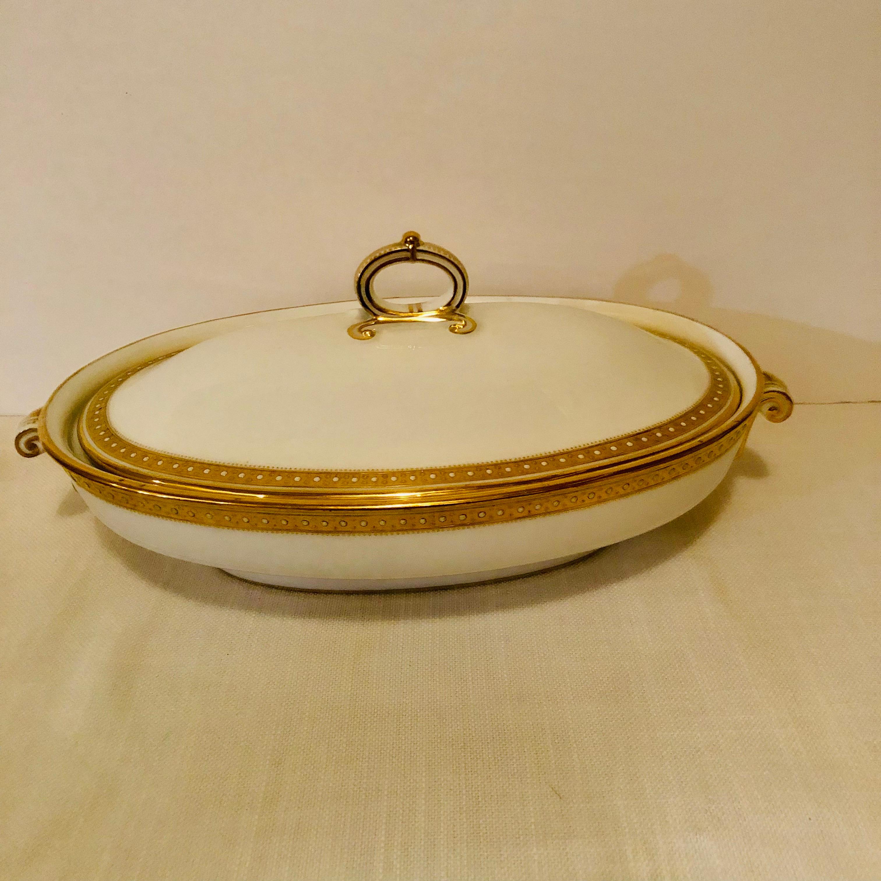 Neoclassical Copeland Spode Covered Vegetable with Gold Border and Jeweling Made for T. Goode