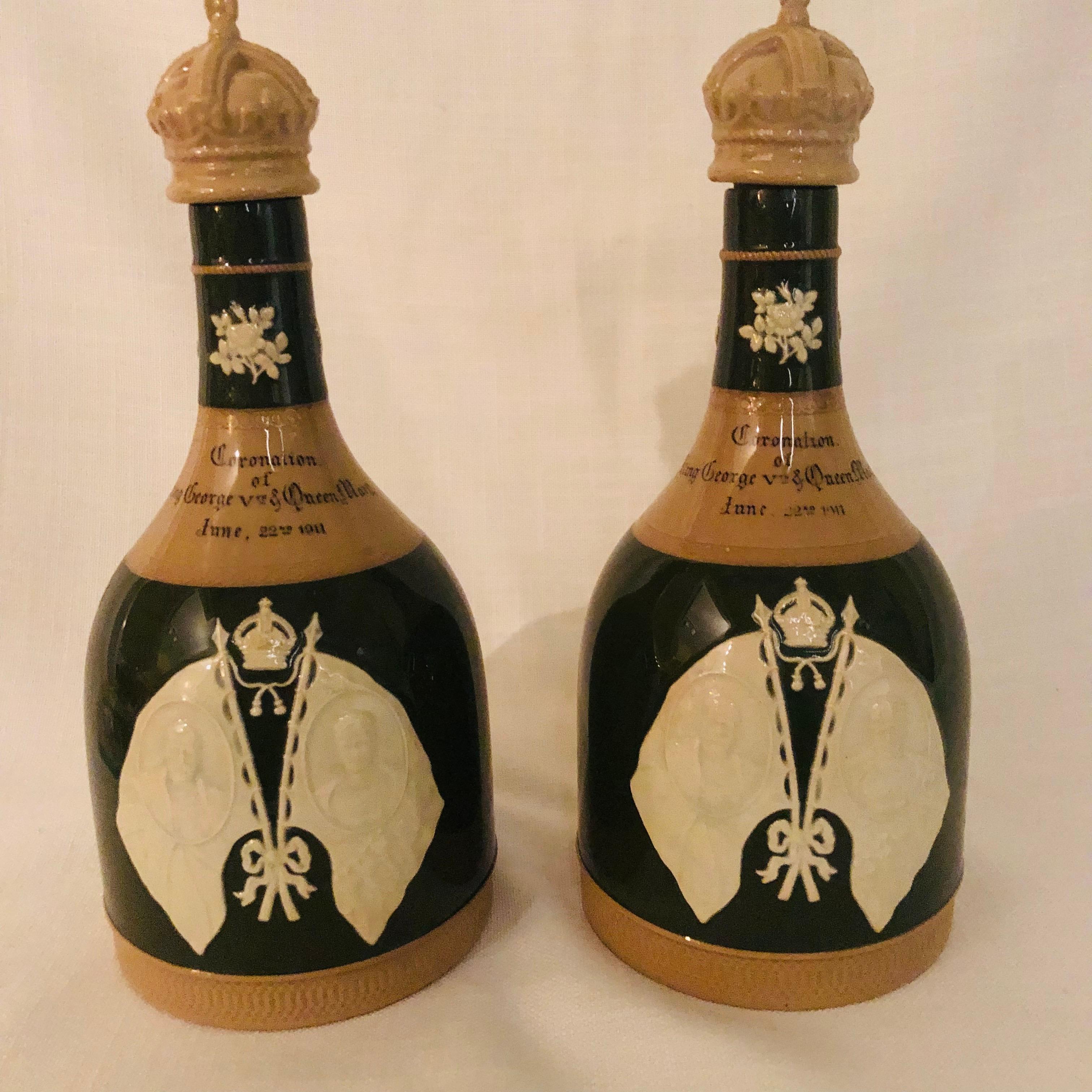 Copeland Spode Decanters Depicting The Coronation of Queen Mary and King Charles 3