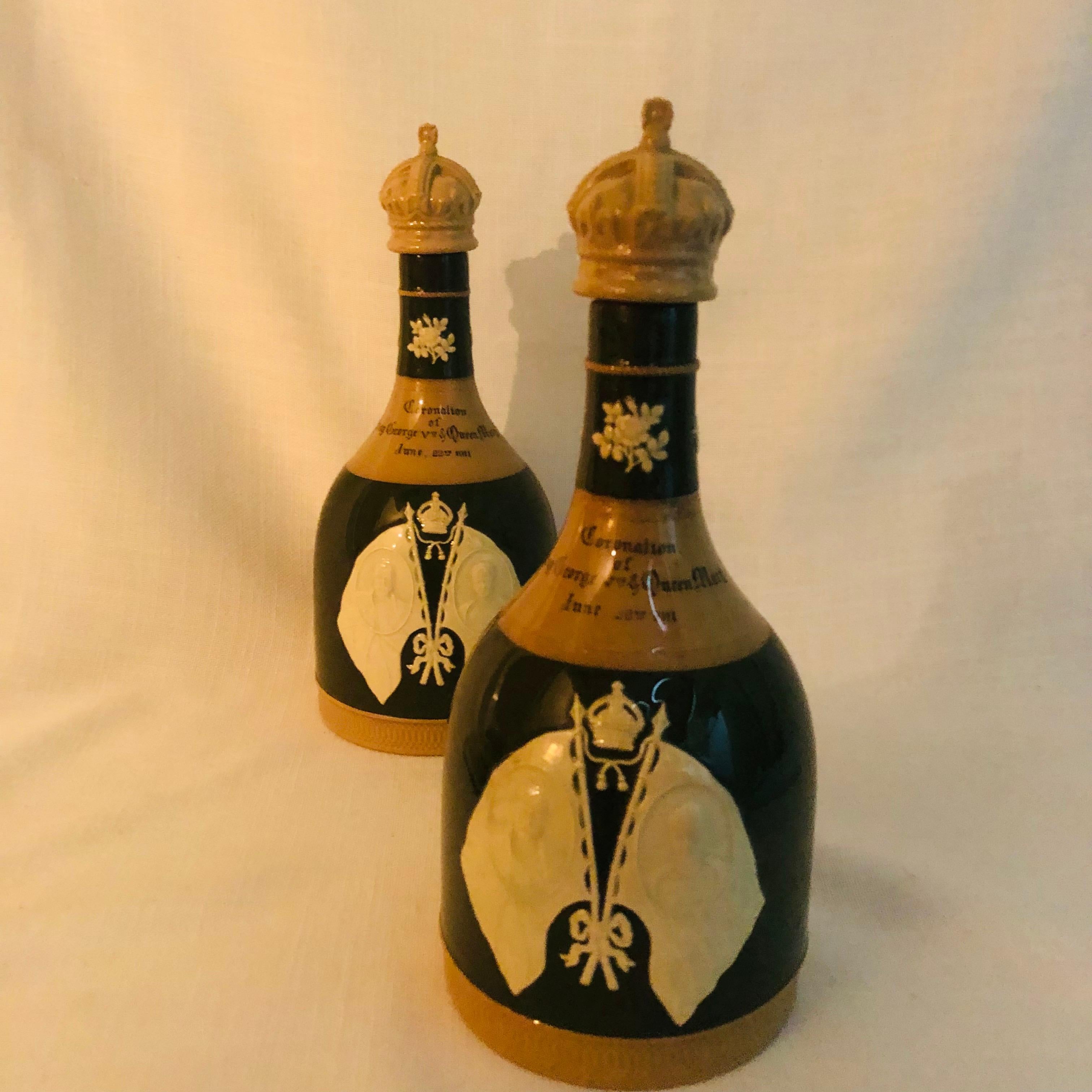 Copeland Spode Decanters Depicting The Coronation of Queen Mary and King Charles 8